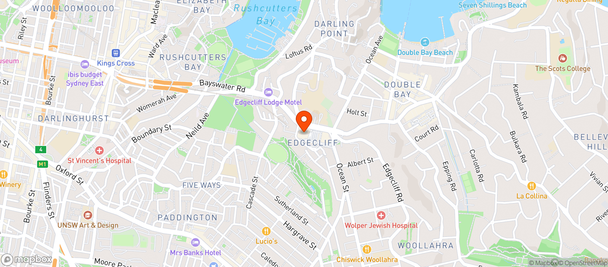 Map showing Edgecliff BWS