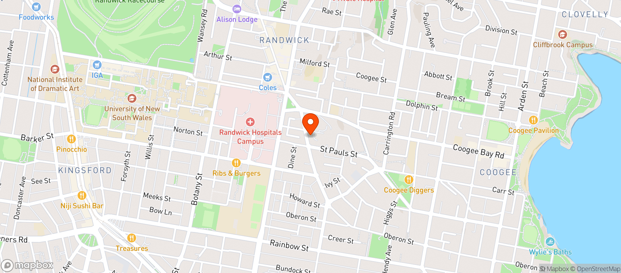 Map showing The Spot Cellars