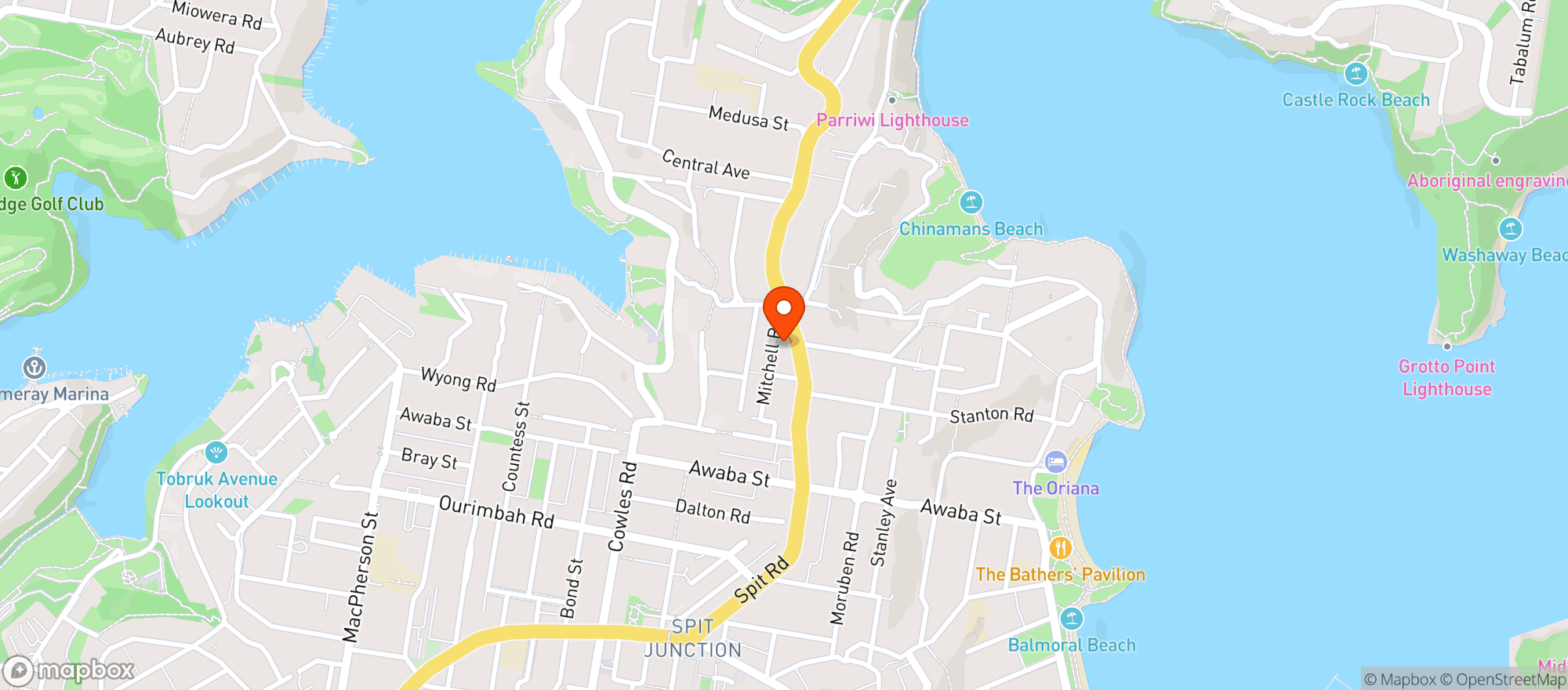 Map showing Mosman Cellars