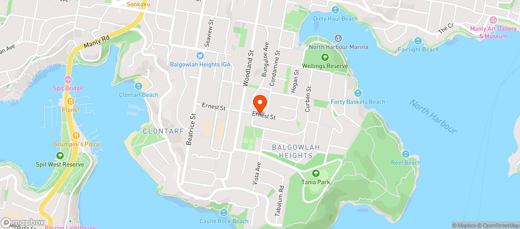 Map showing Balgowlah Bowling Club