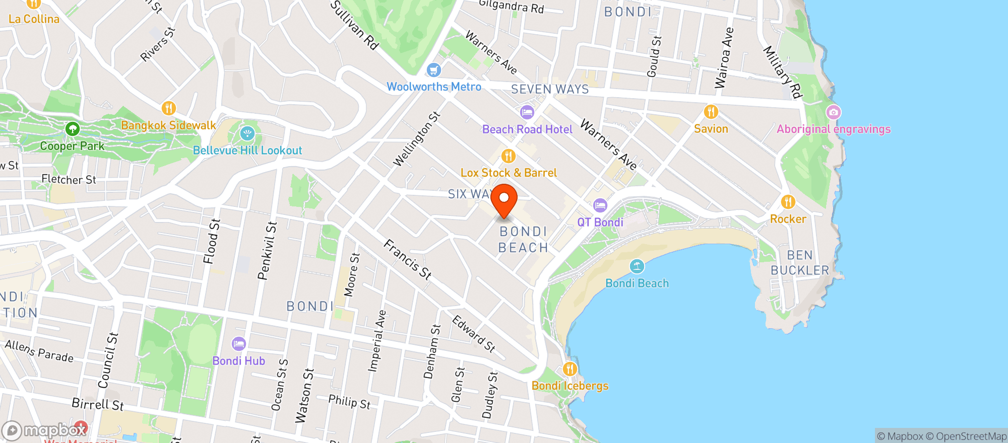 Map showing Bondi Beach Cellars