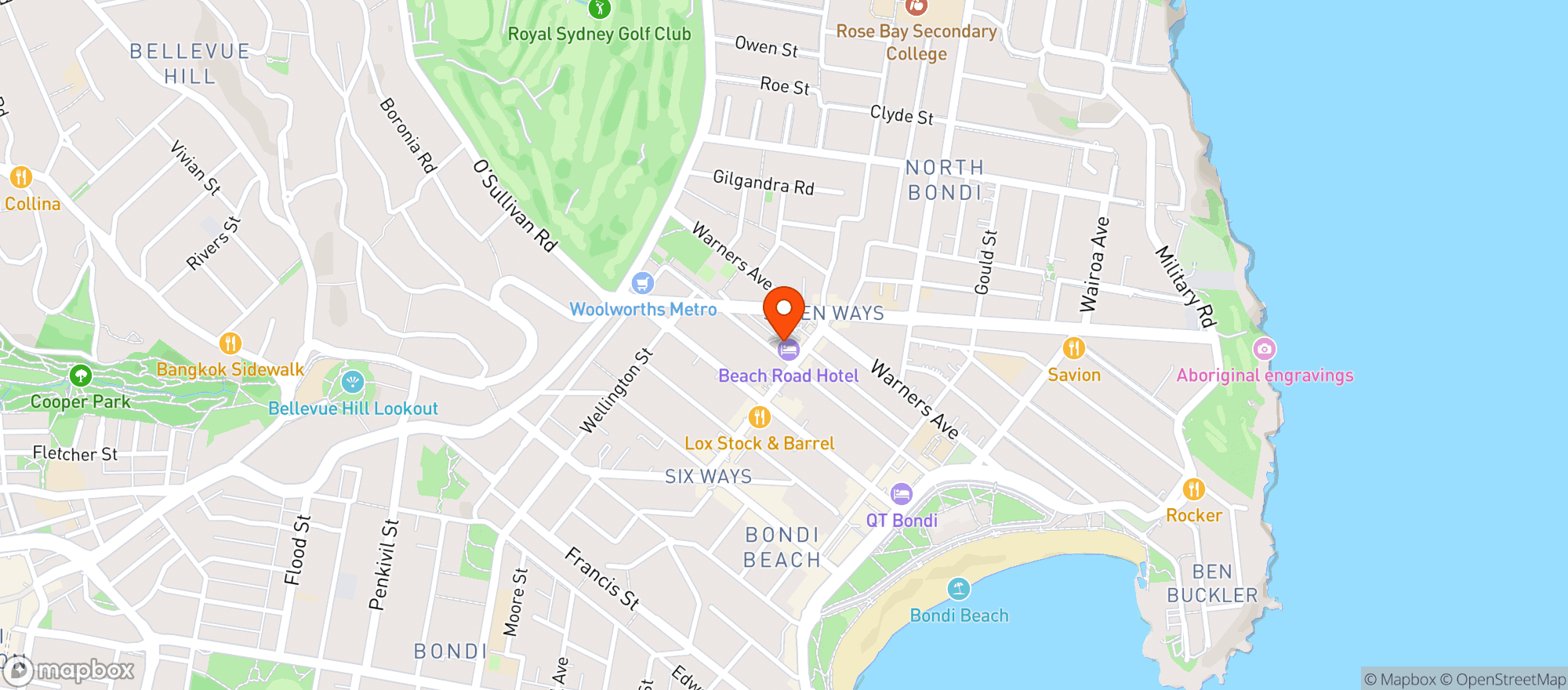 Map showing Beach Road Hotel