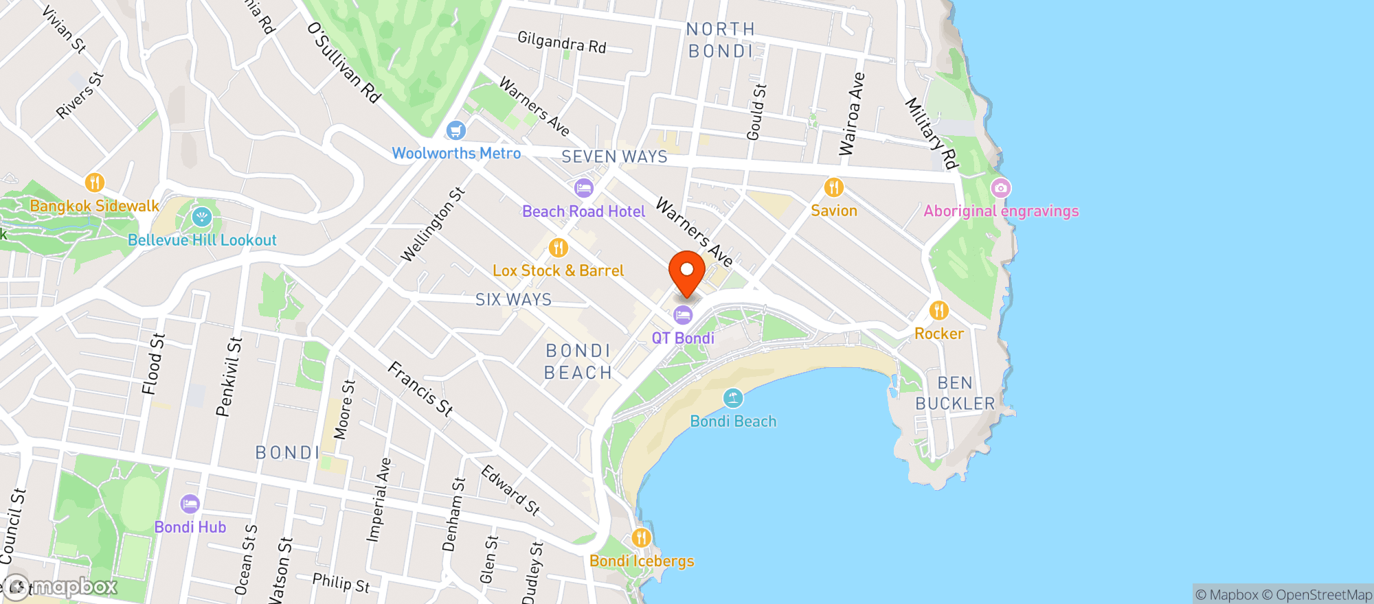 Map showing Scoop Wholefoods Bondi