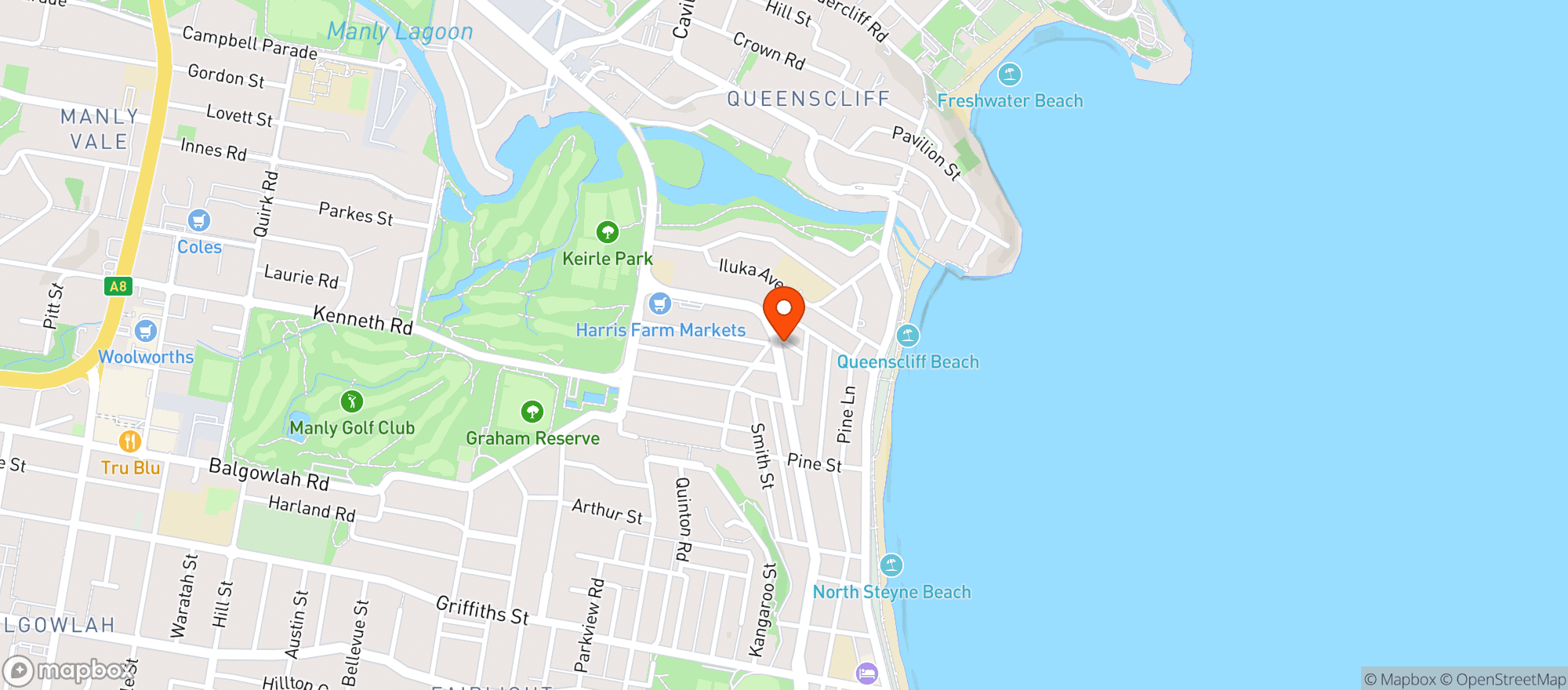Map showing Manly Bottler