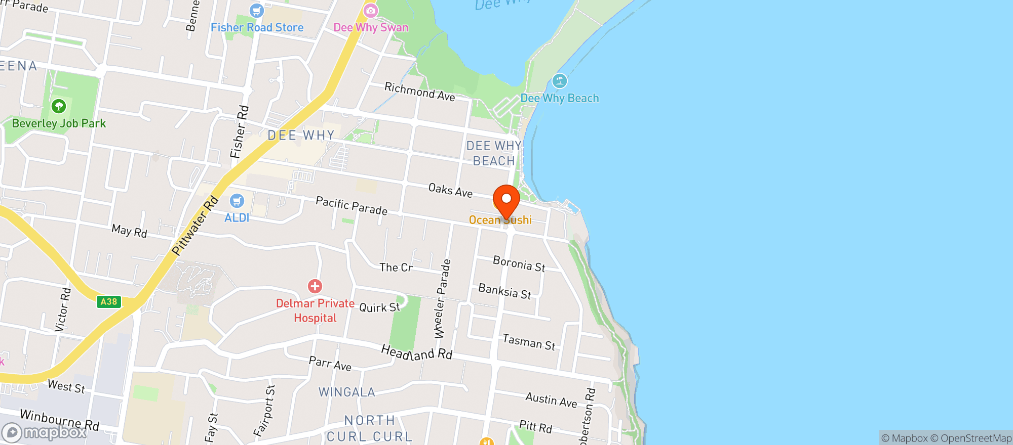 Map showing Beach Burrito Company