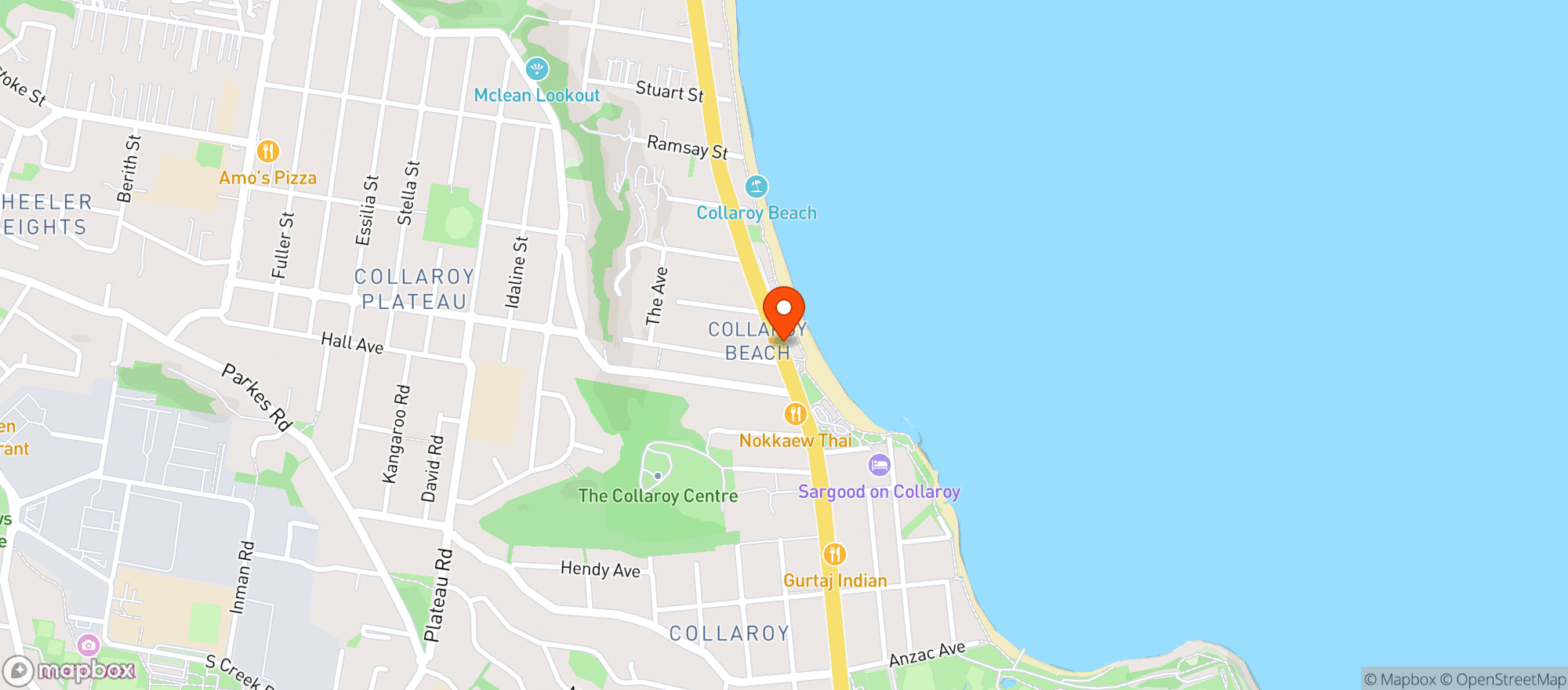 Map showing The Beach Club Collaroy