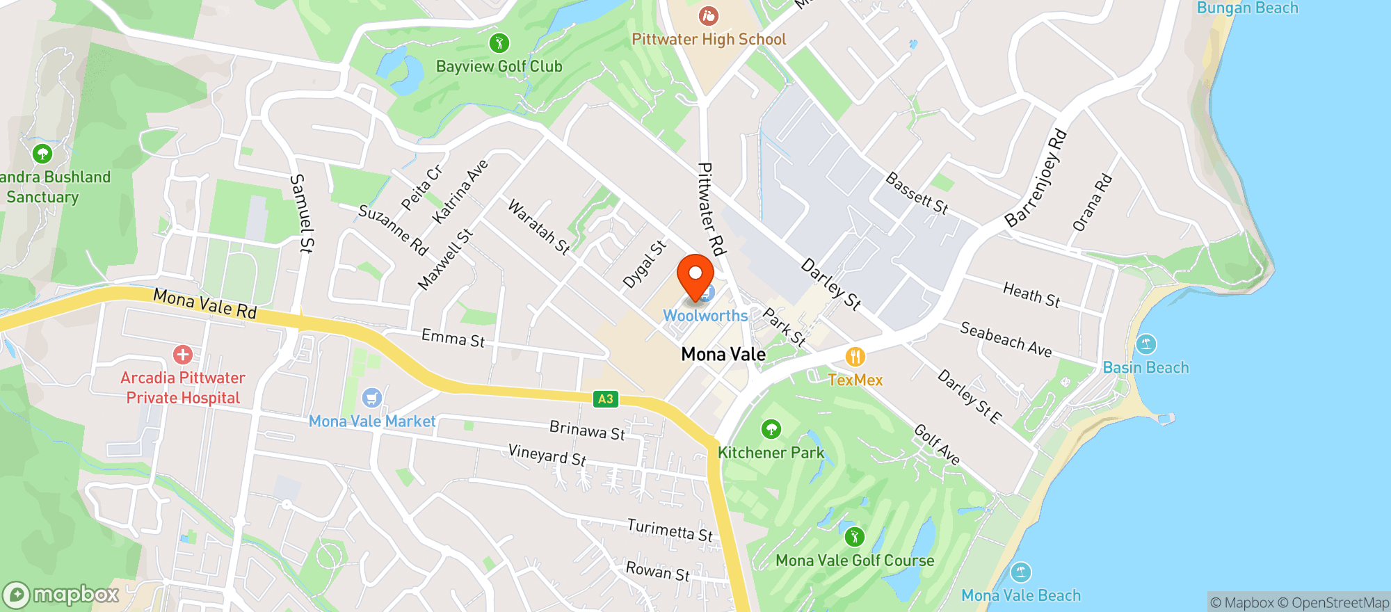Map showing Mona Vale Dan Murphys