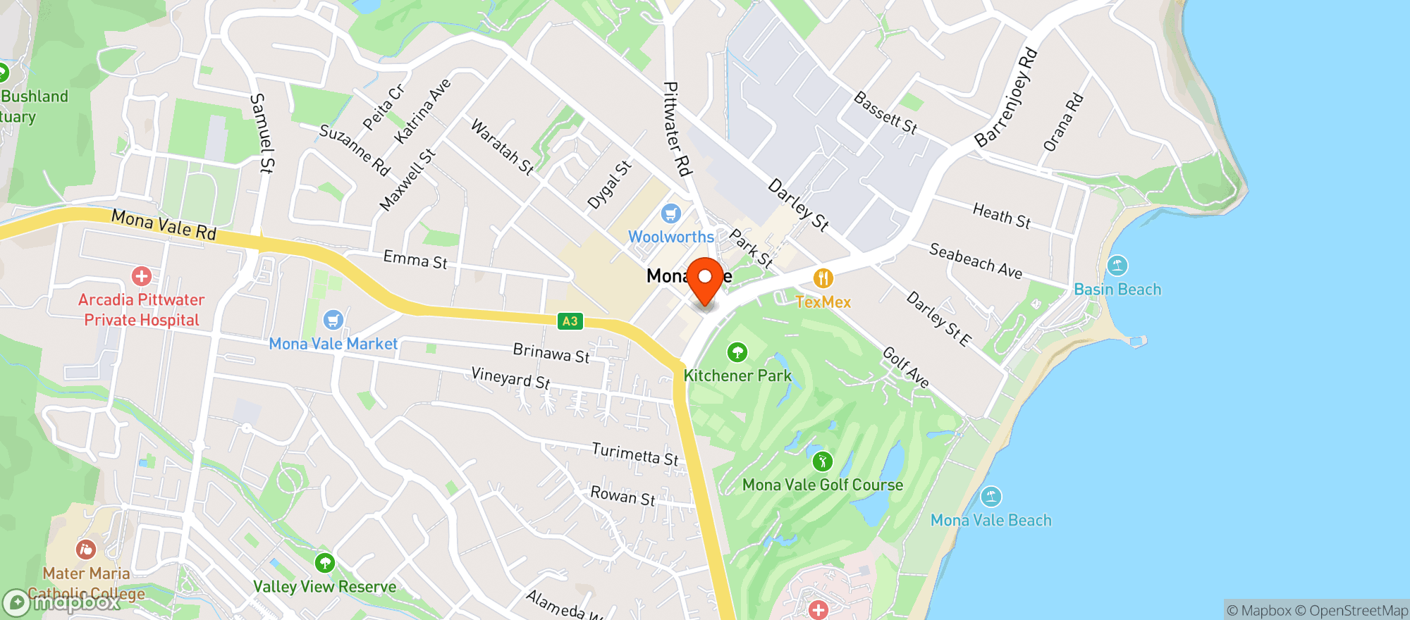 Map showing Fleet Street Pittwater Cellars