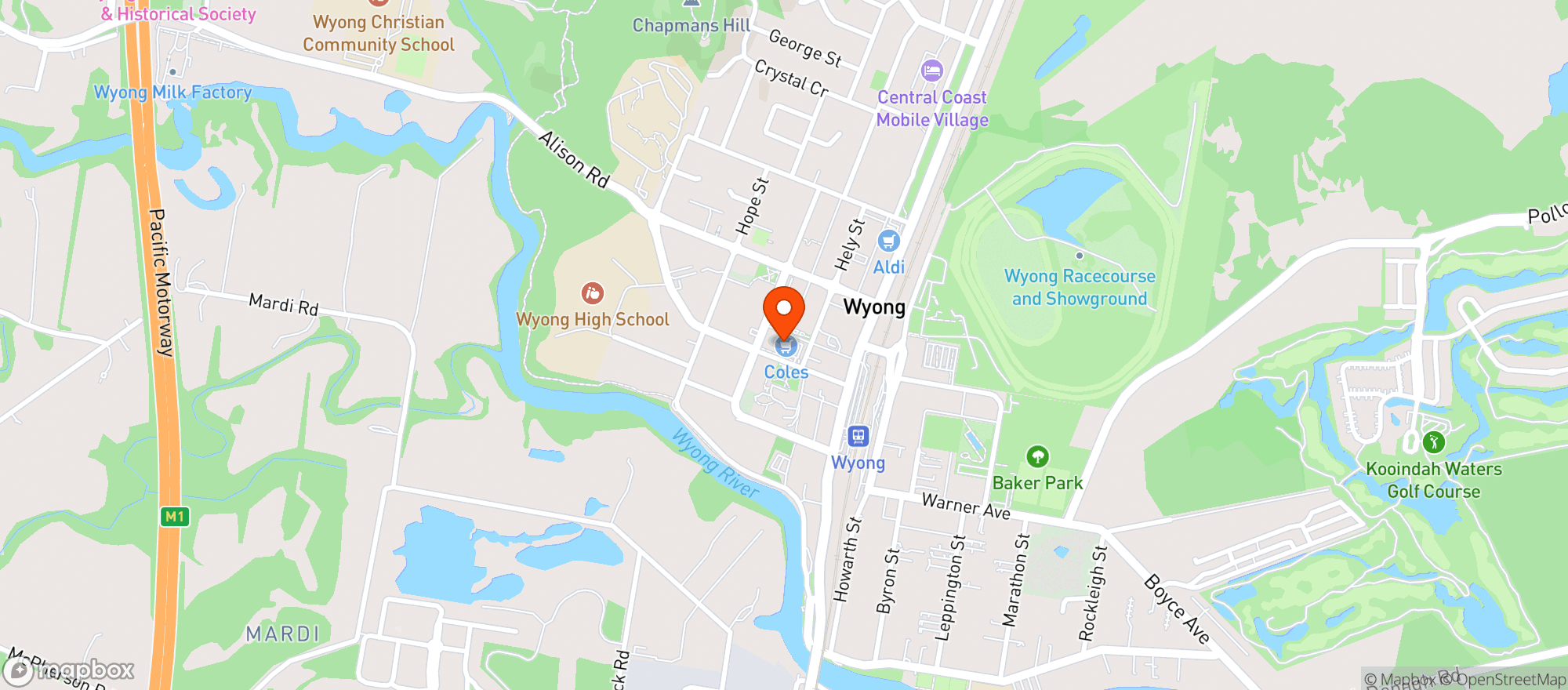 Map showing Liquorland Wyong