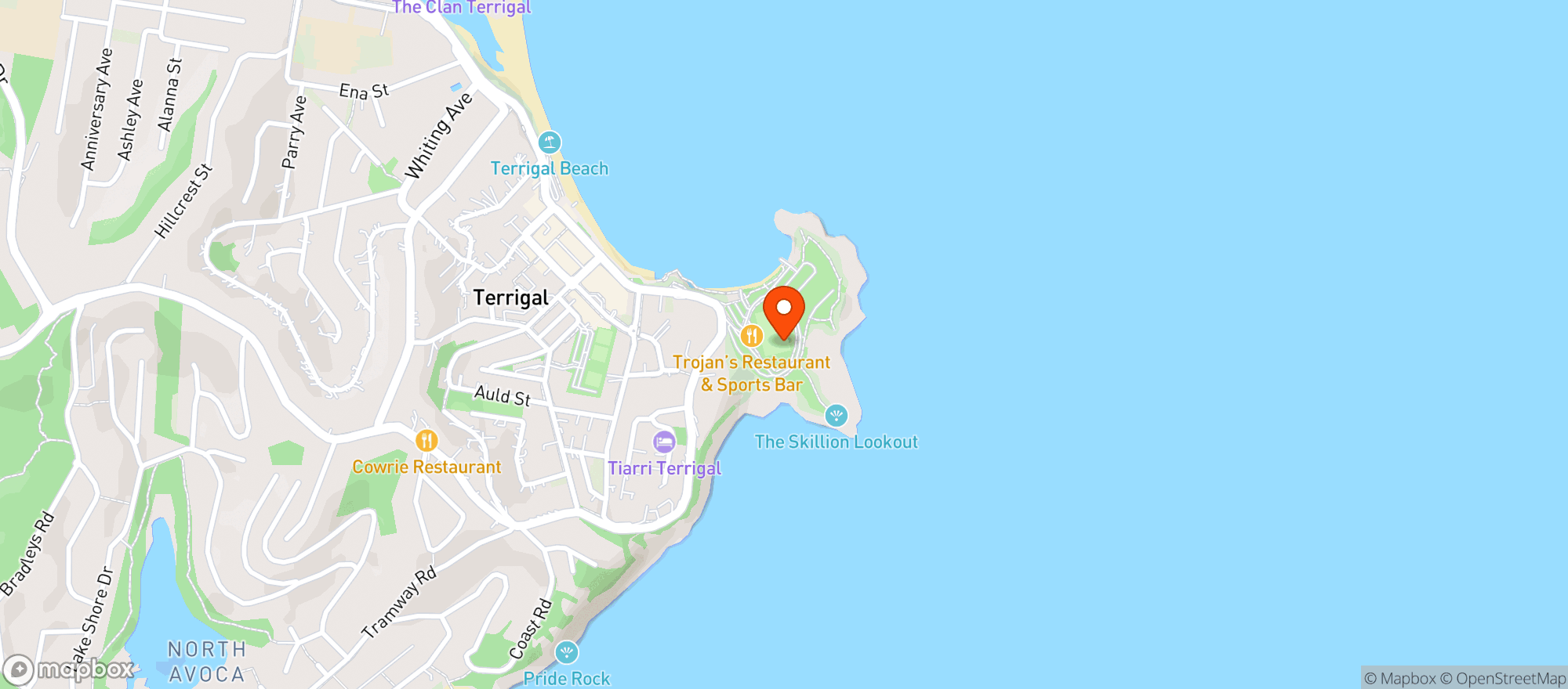 Map showing Terrigal Rugby Union Club