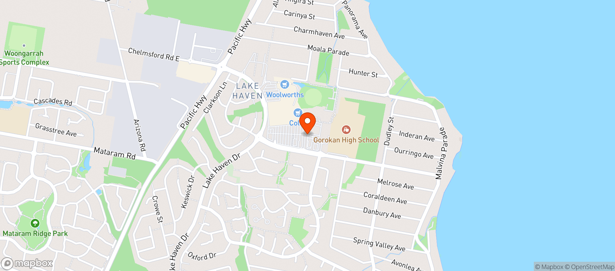 Map showing Lake Haven Dan Murphys