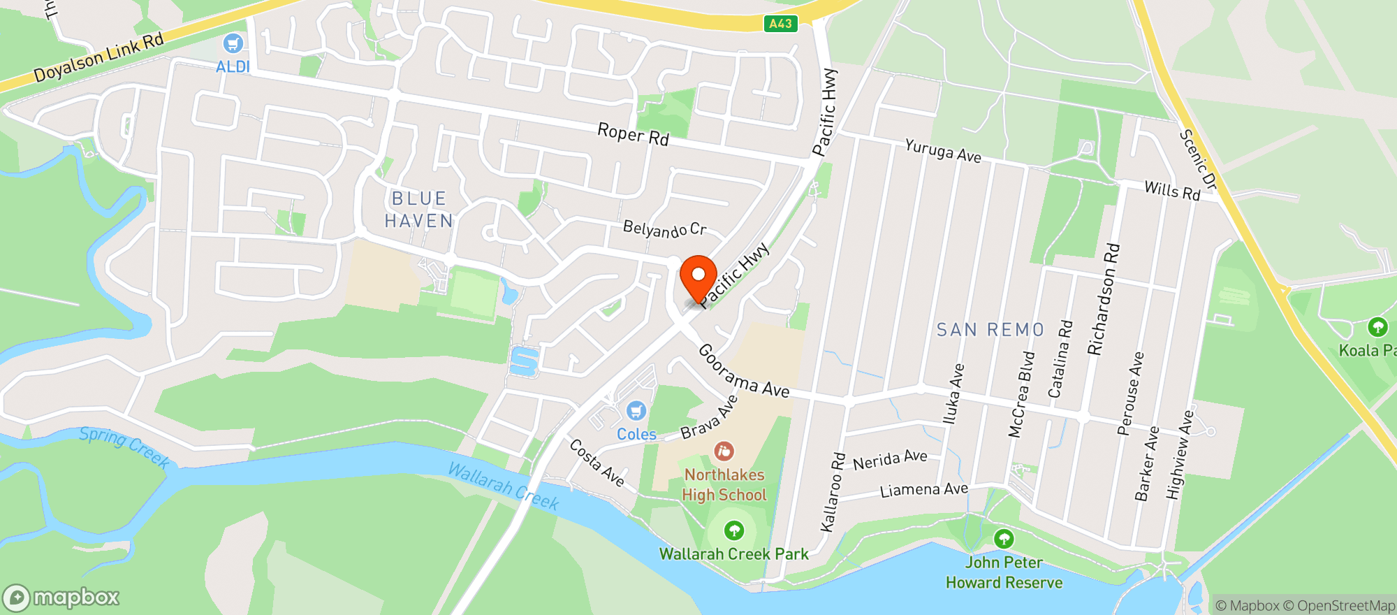 Map showing Liquorland Warehouse San Remo