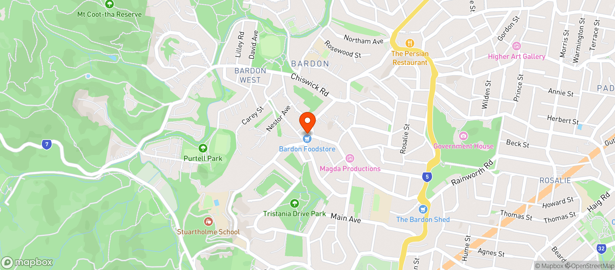 Map showing Bardon Foodstore