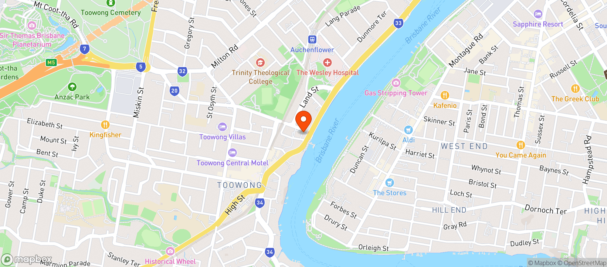 Map showing Liquorland Warehouse Toowong