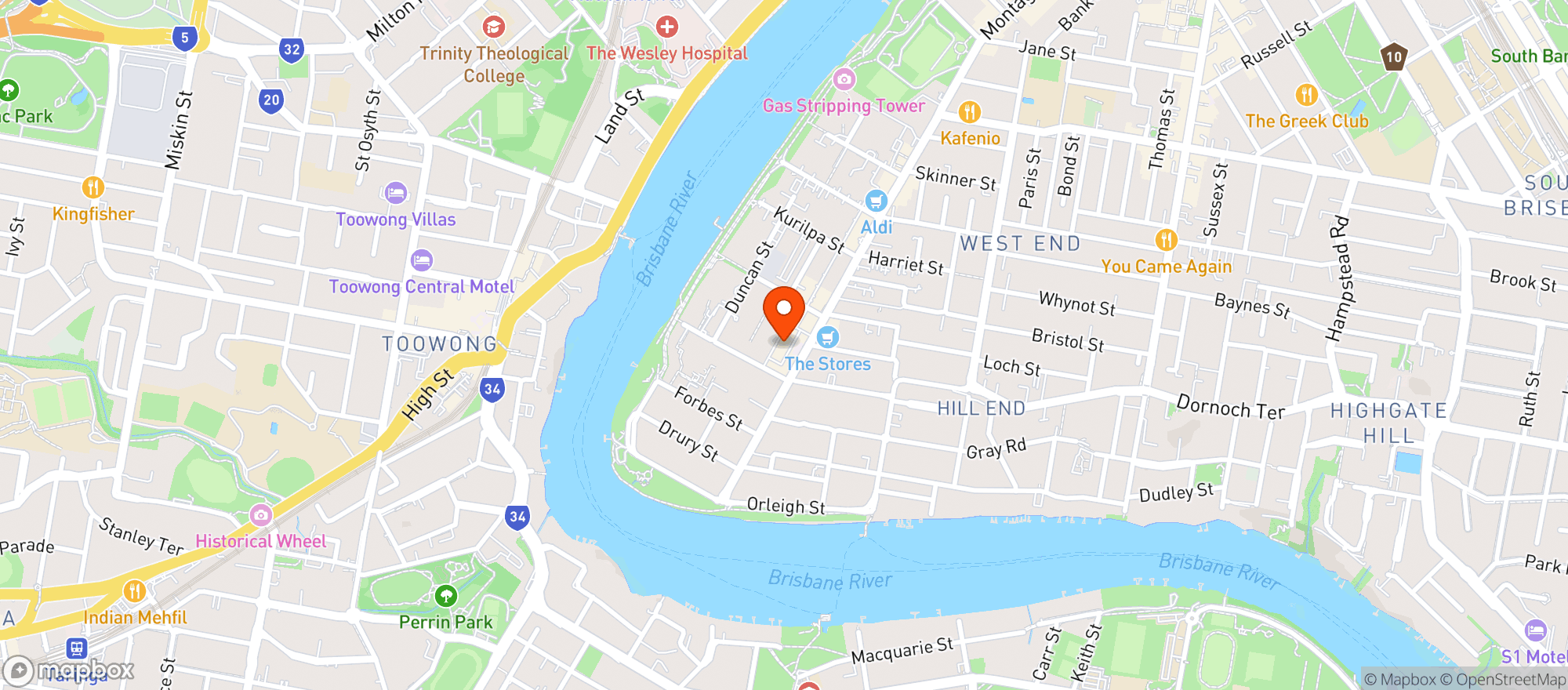 Map showing West End Montag BWS