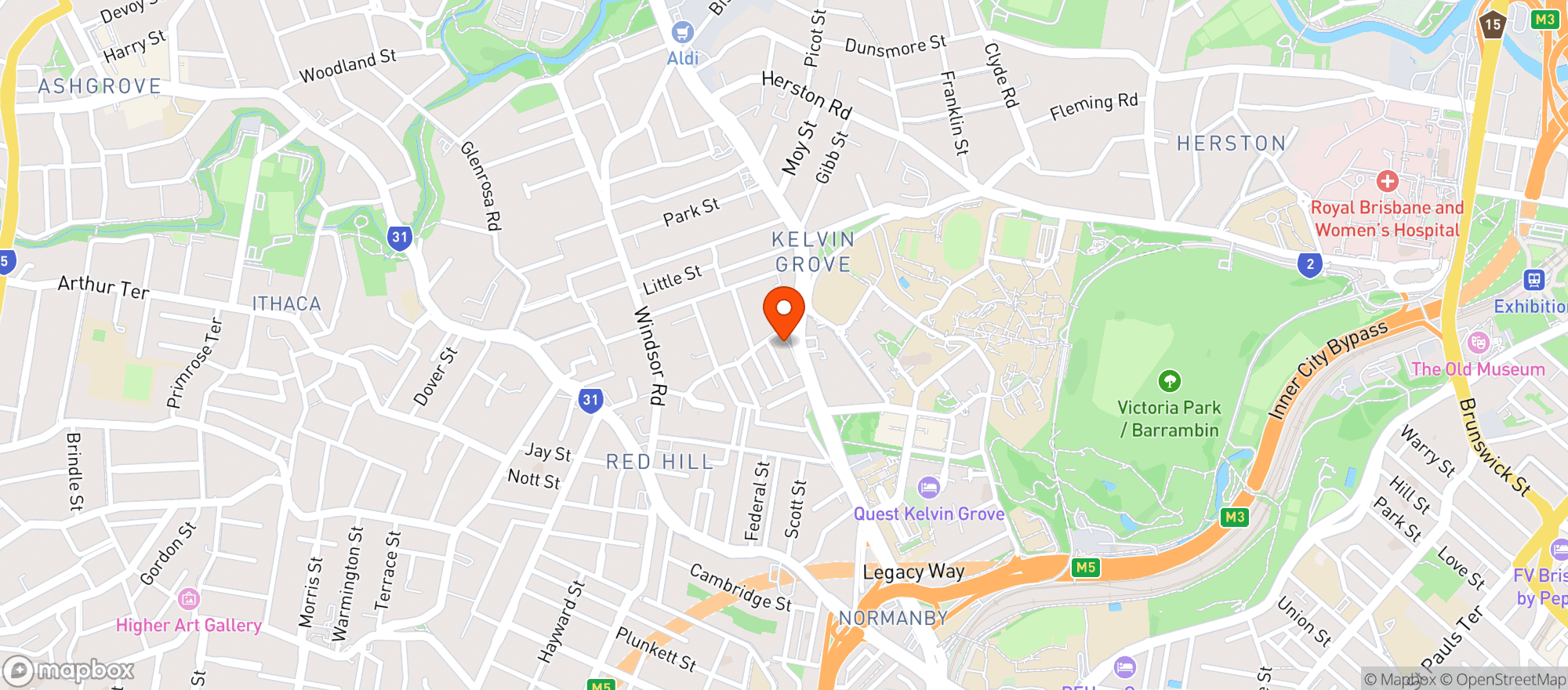 Map showing Woolworths Metro - Kelvin Grove Metro