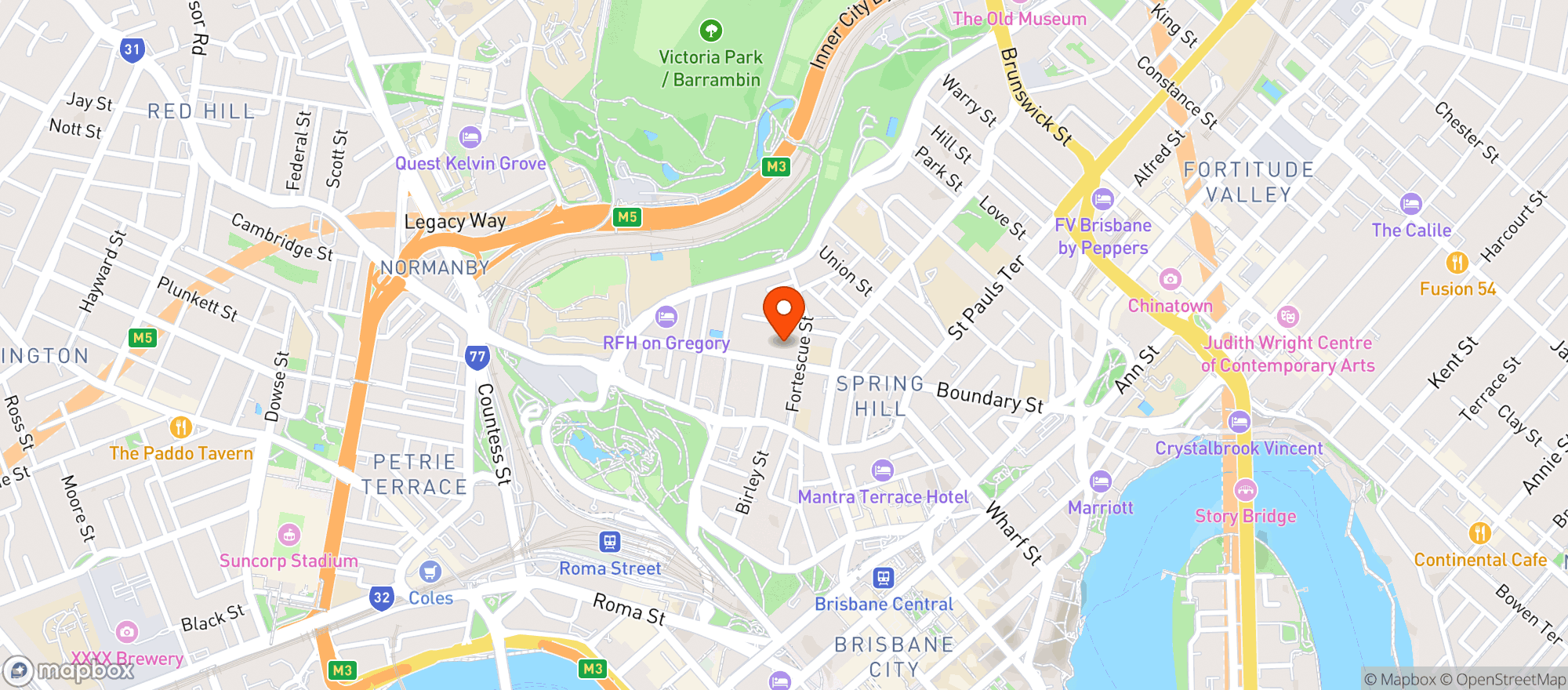 Map showing Woolworths Metro - Spring Hill Metro