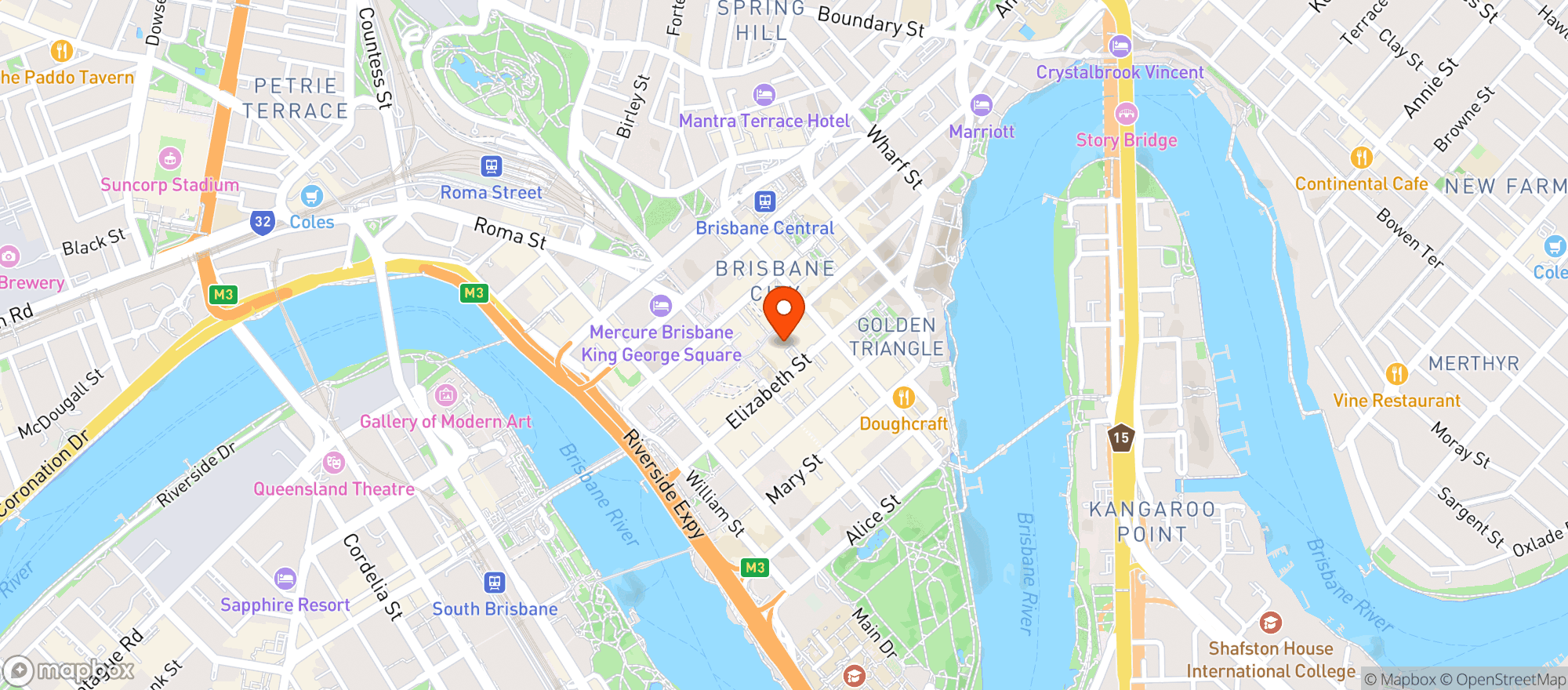 Map showing Holey Moley Golf Club Brisbane City