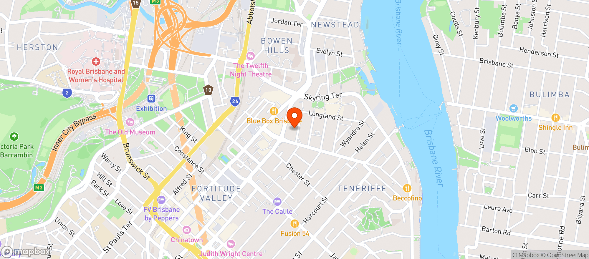 Map showing Liquorland Warehouse Newstead