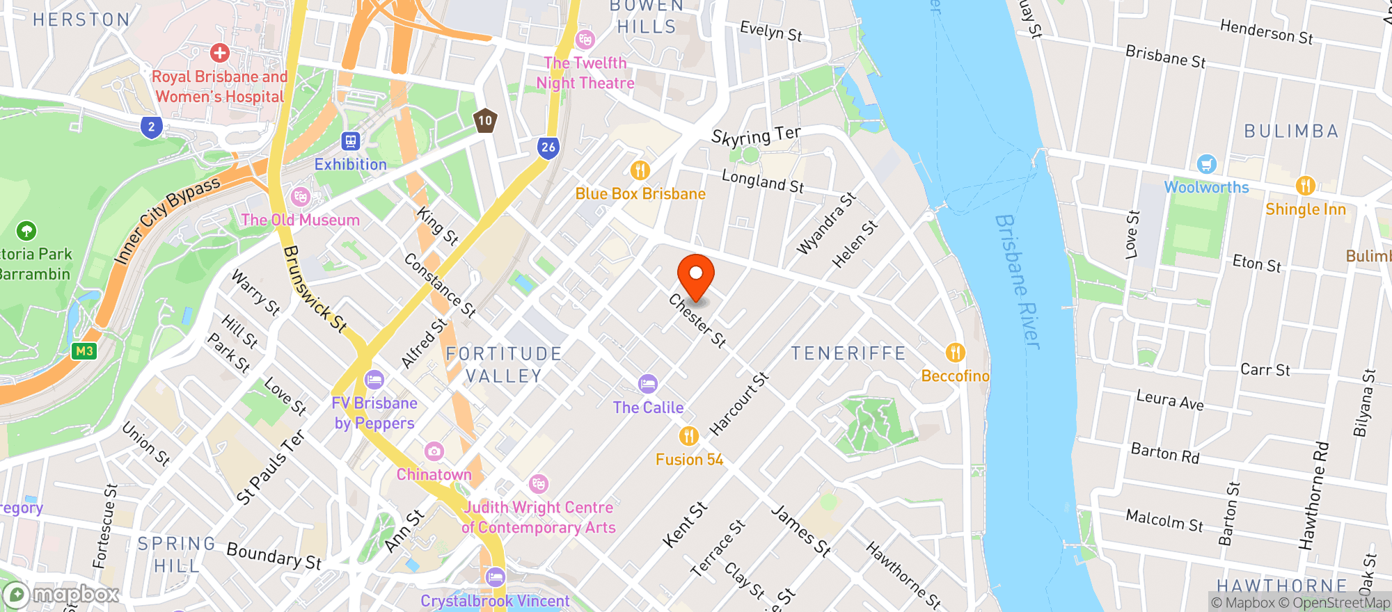Map showing Hello Gorgeous