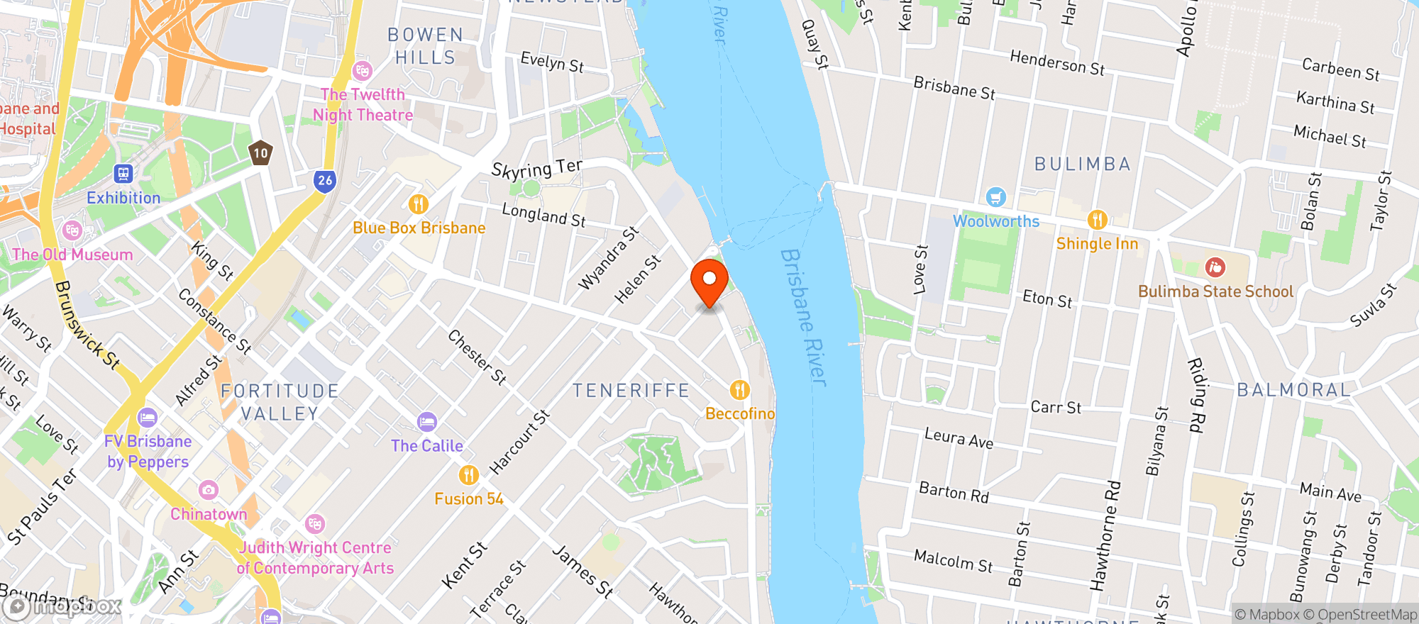 Map showing Woolworths Metro - Teneriffe Metro