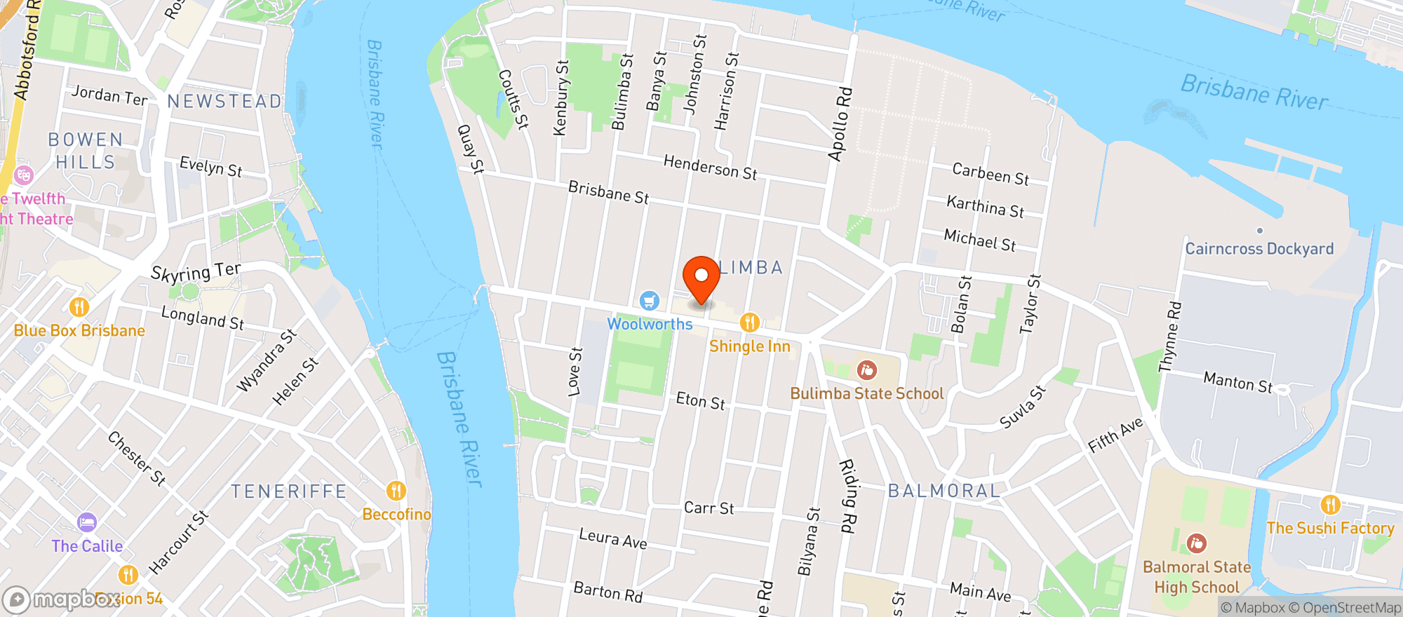 Map showing Bulimba Dan Murphys