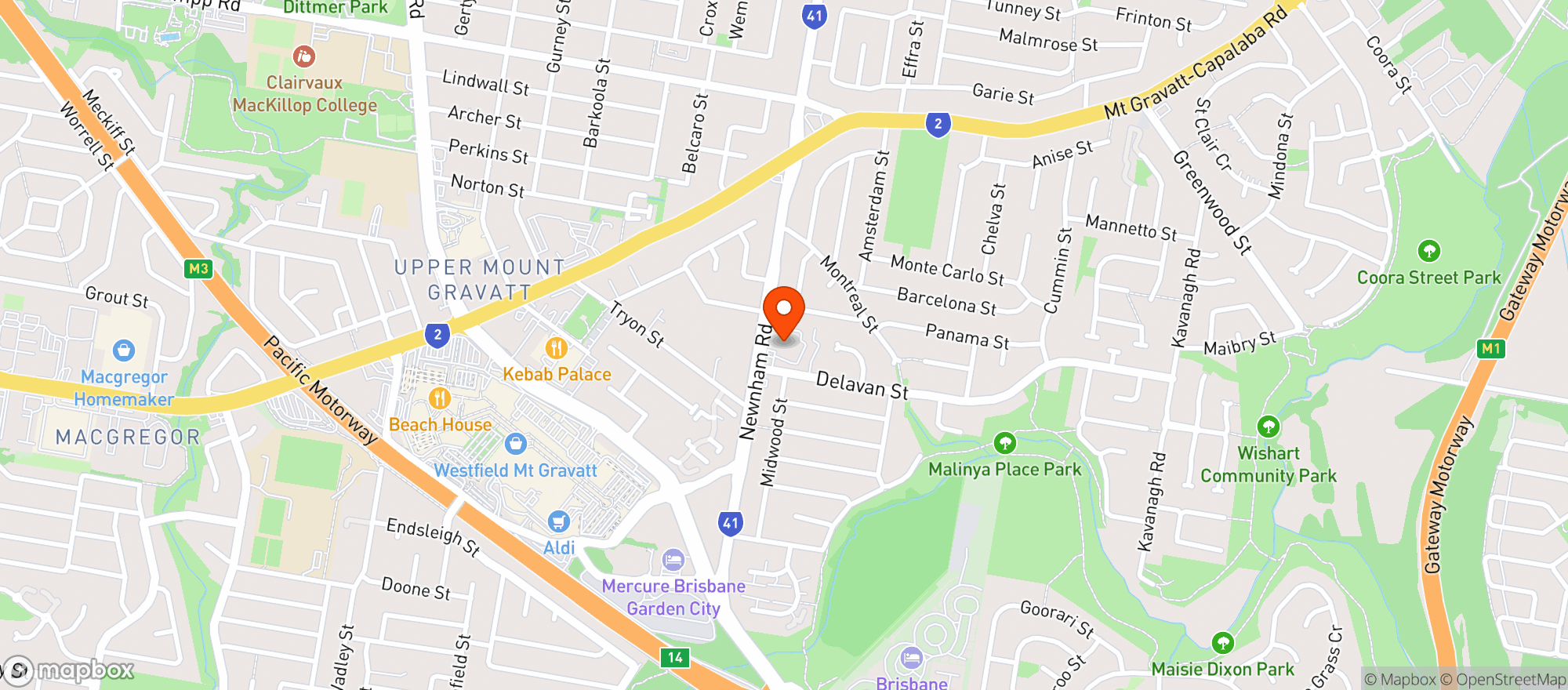 Map showing Liquorland Warehouse Upper Mt Gravatt