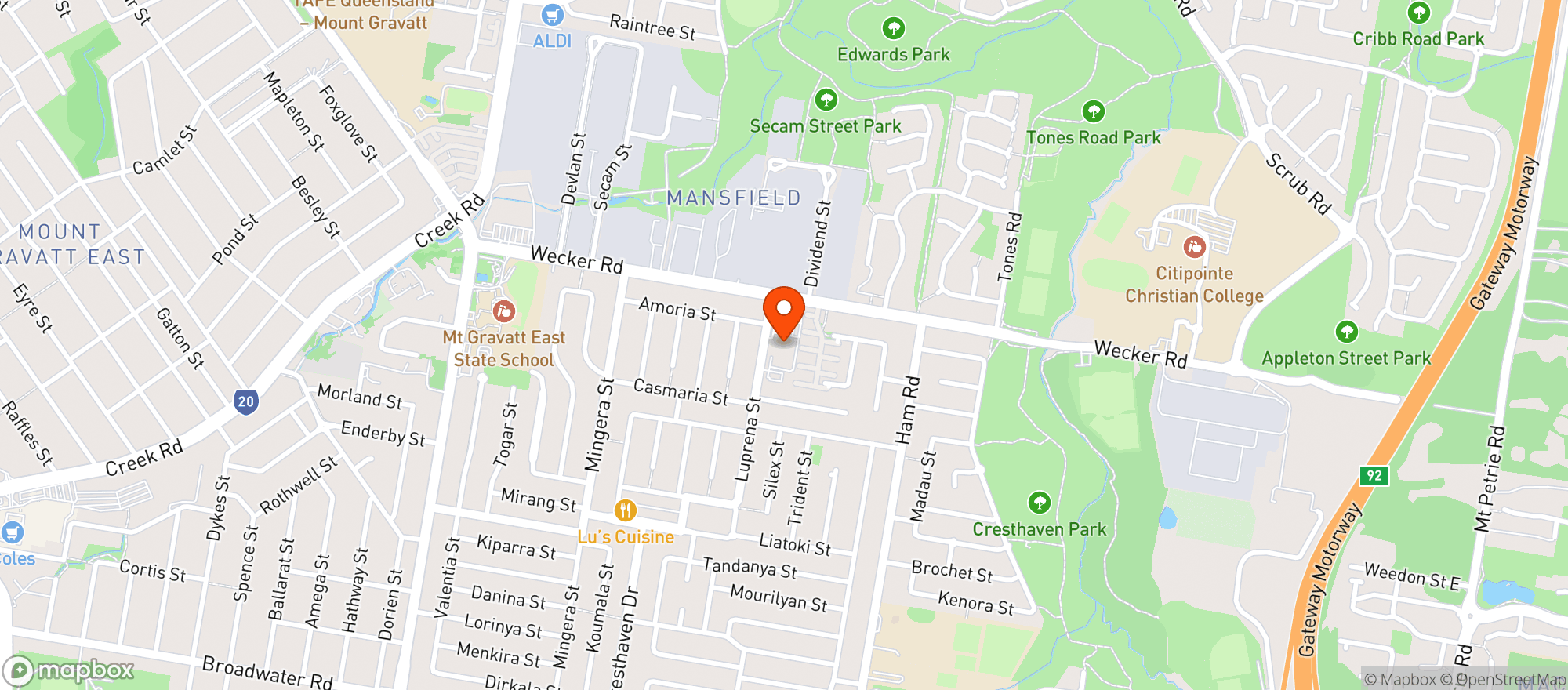 Map showing Liquorland Warehouse Mansfield