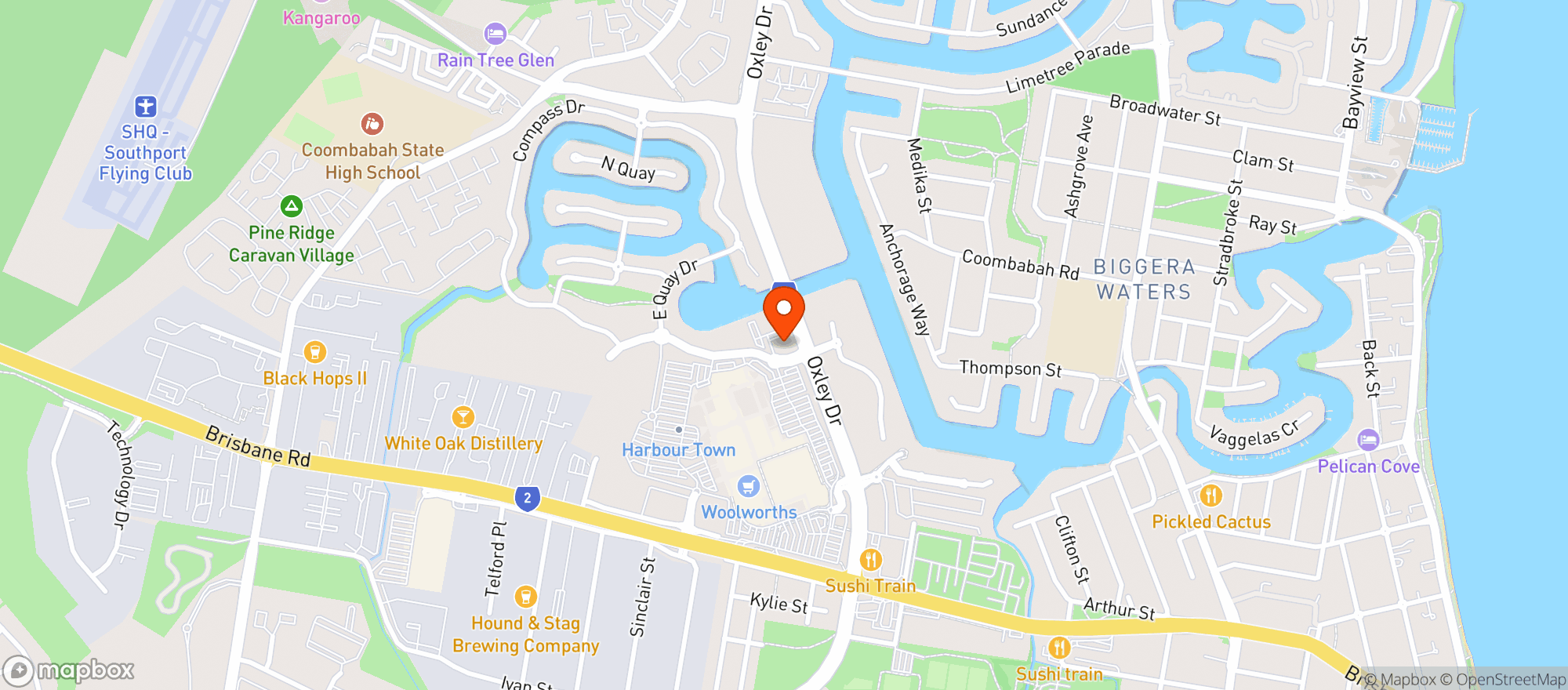 Map showing Biggera Waters Dan Murphys