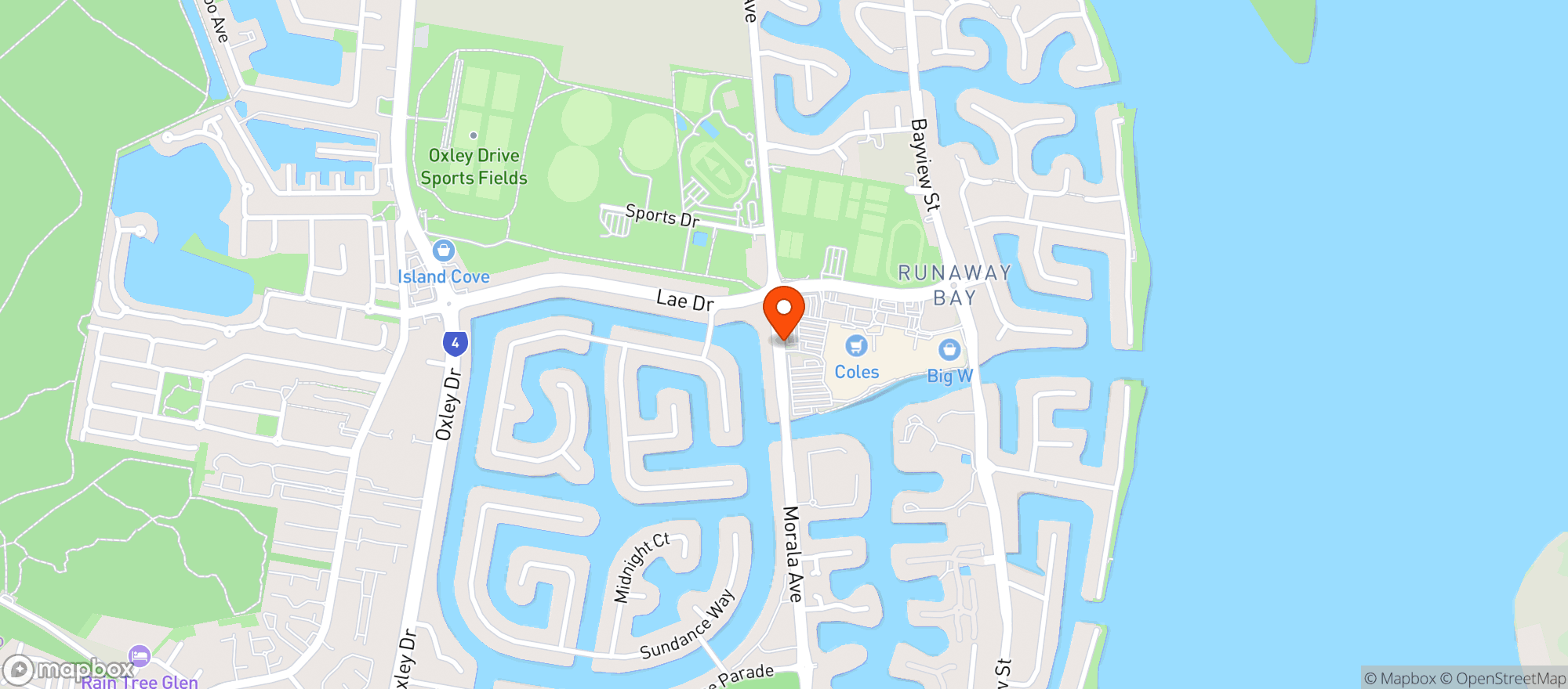 Map showing Liquorland Warehouse Runaway Bay
