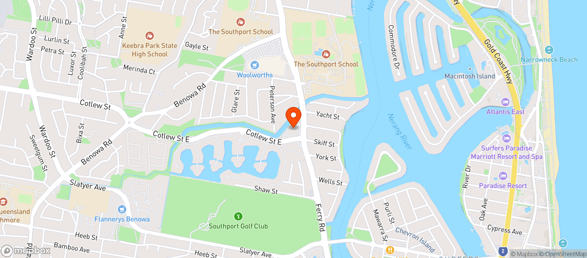 Map showing Liquorland Warehouse Southport