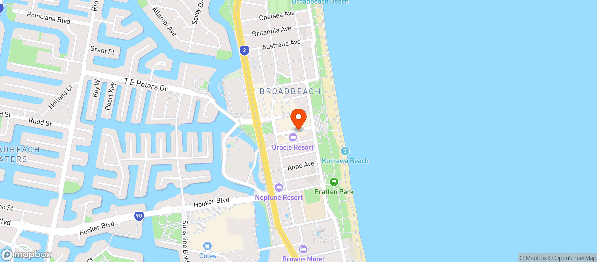 Map showing Broadbeach Drive - BWS
