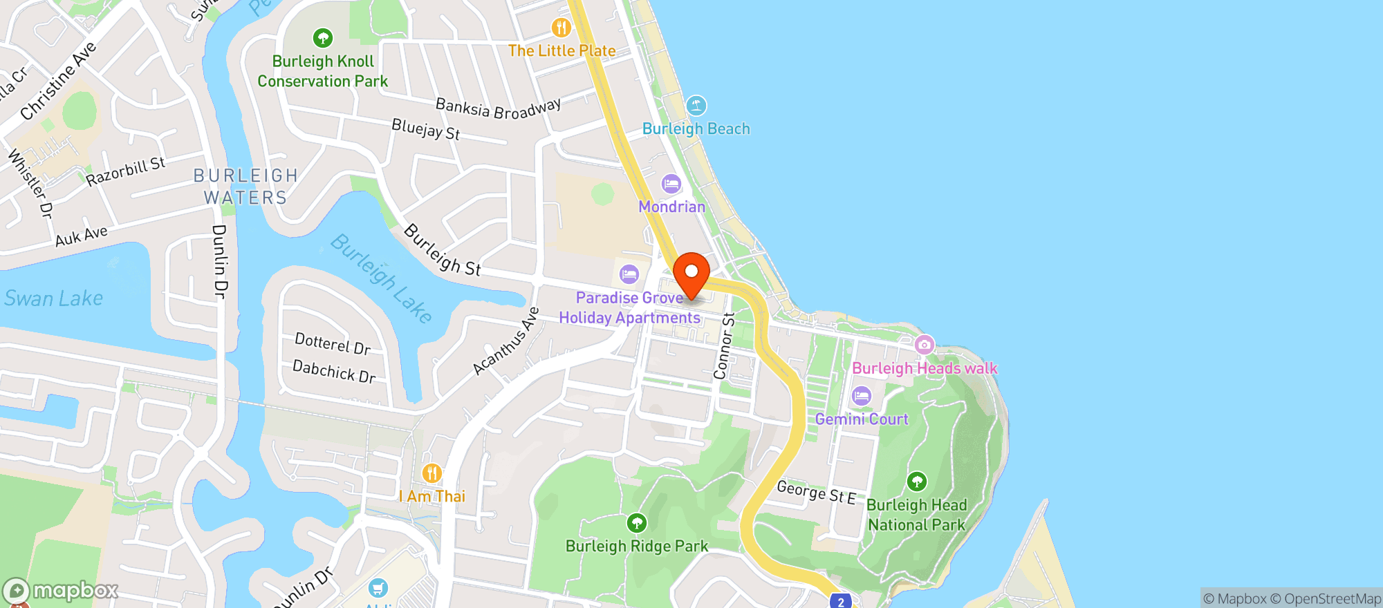 Map showing Burleigh South - BWS