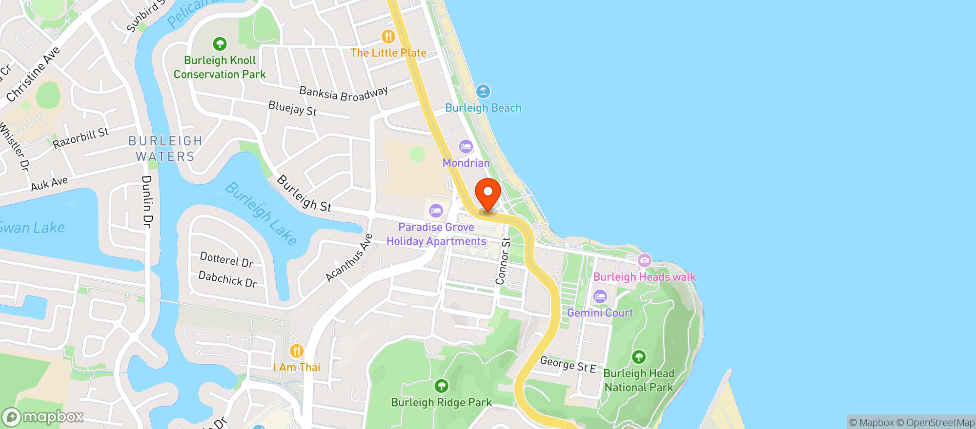 Map showing Apres Surf Bar
