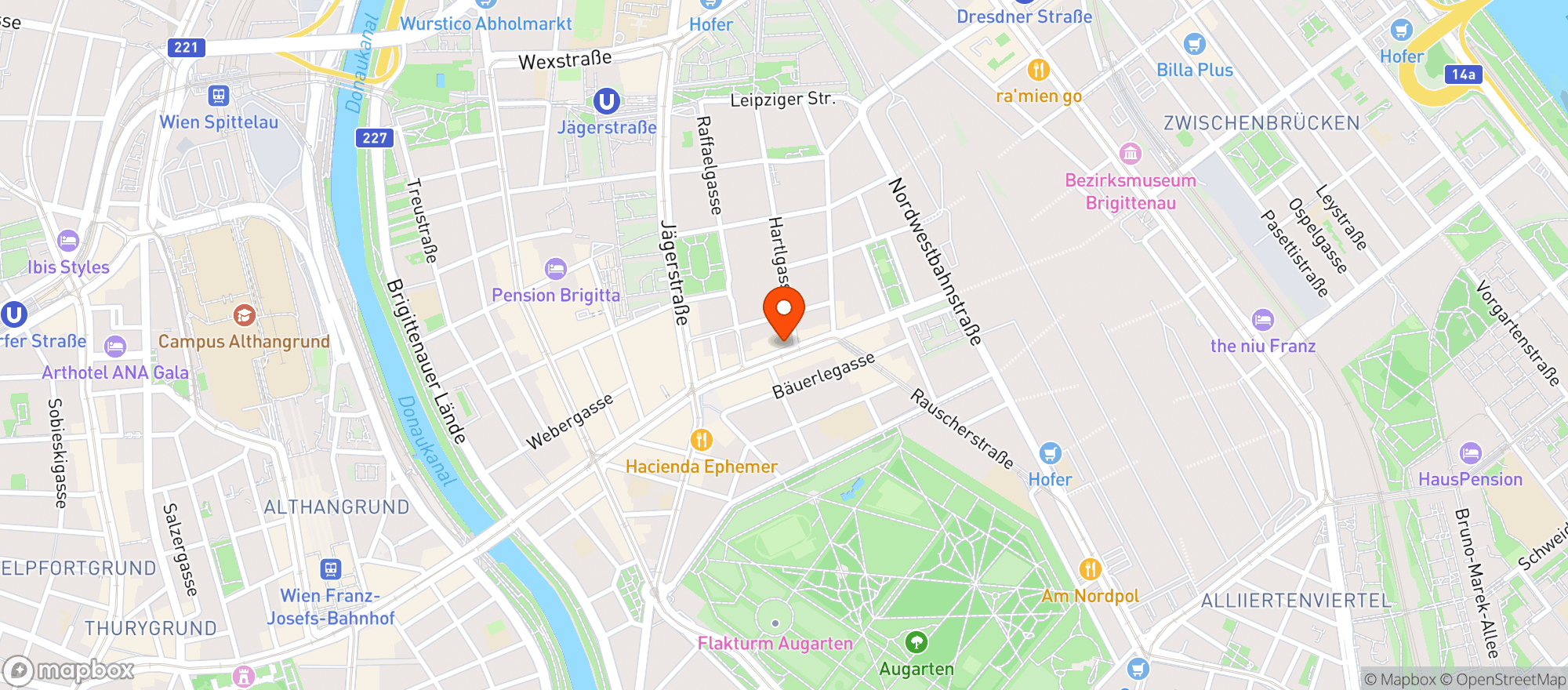 Map showing BILLA