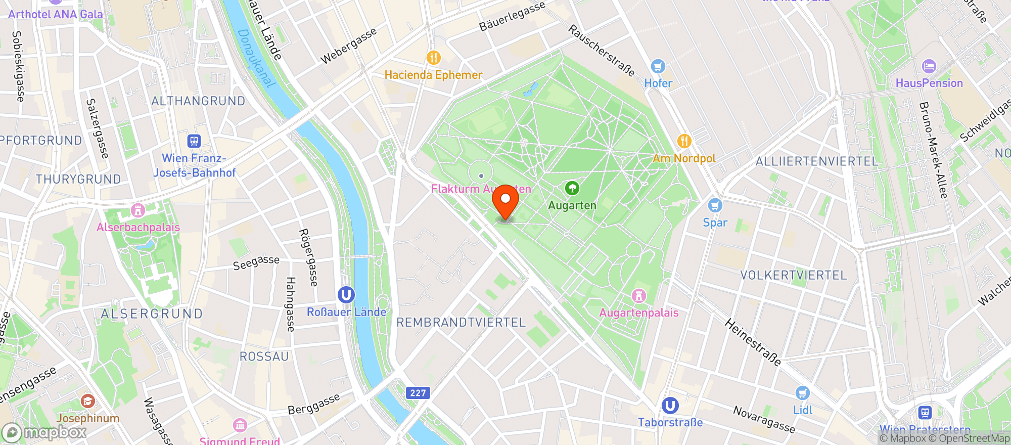 Map showing Die Schankwirtschaft im Augarten