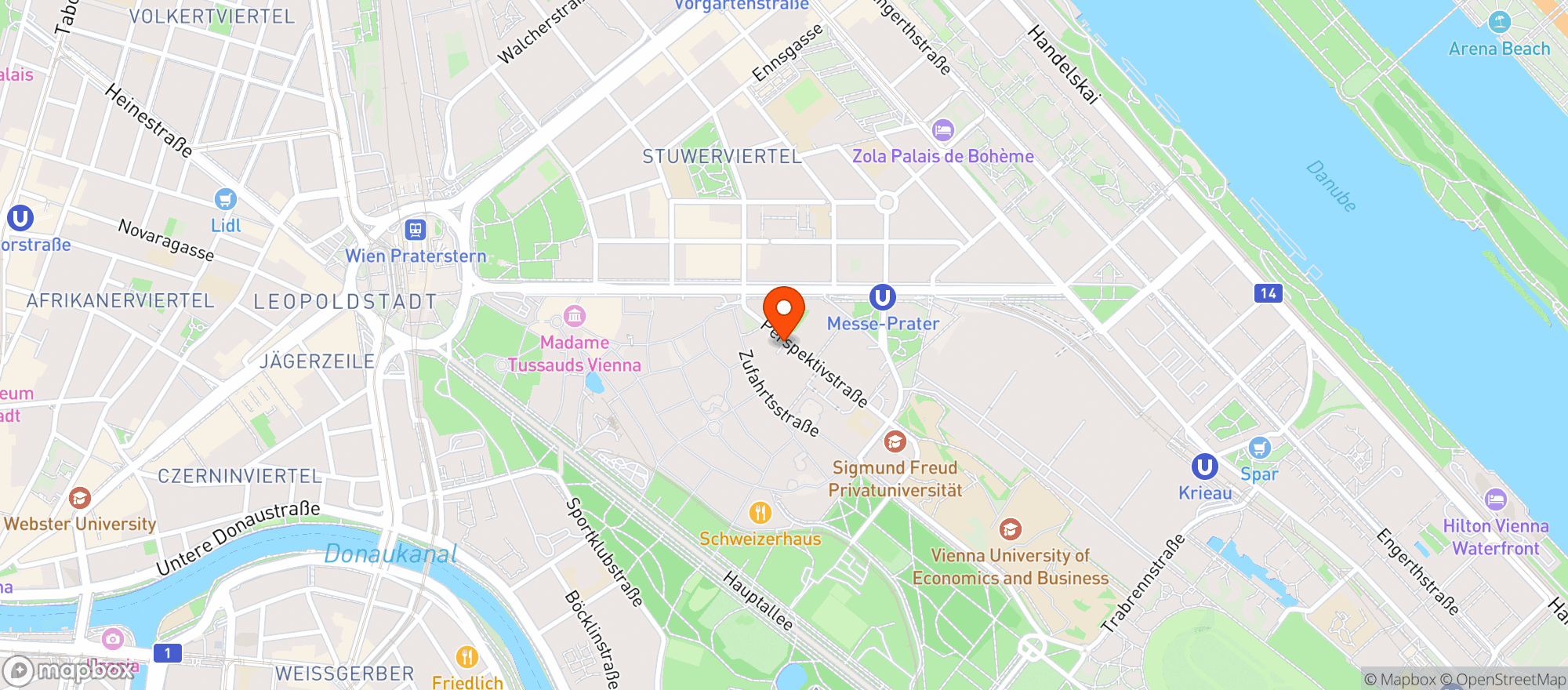 Map showing NENI am Prater