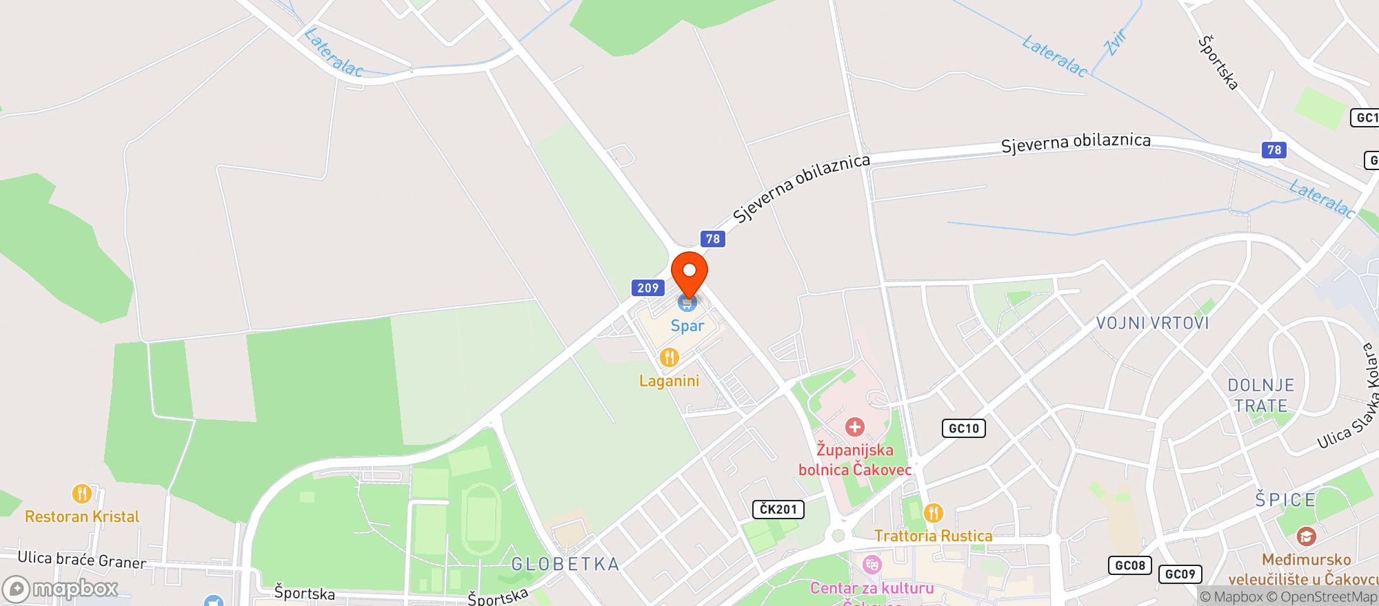 Map showing Spar Čakovec
