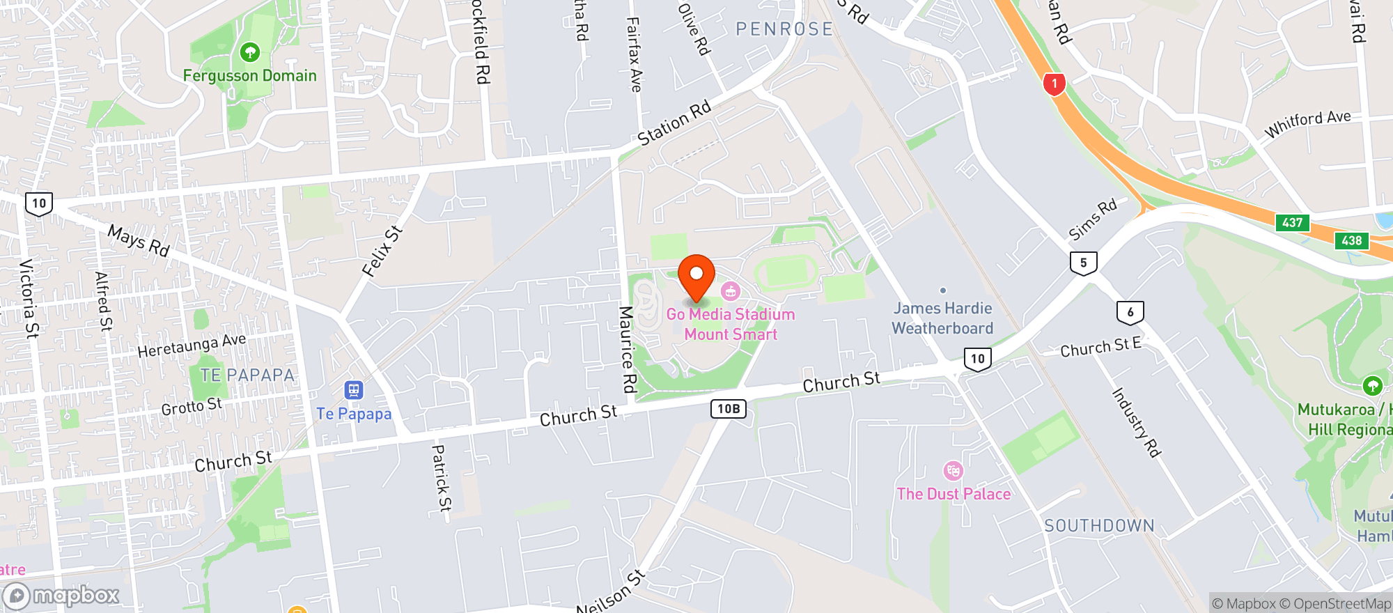 Map showing Mt Smart Stadium