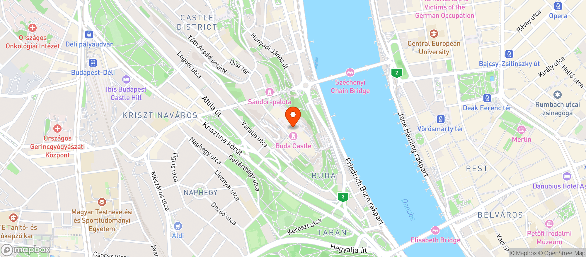 Map showing Buda Castle