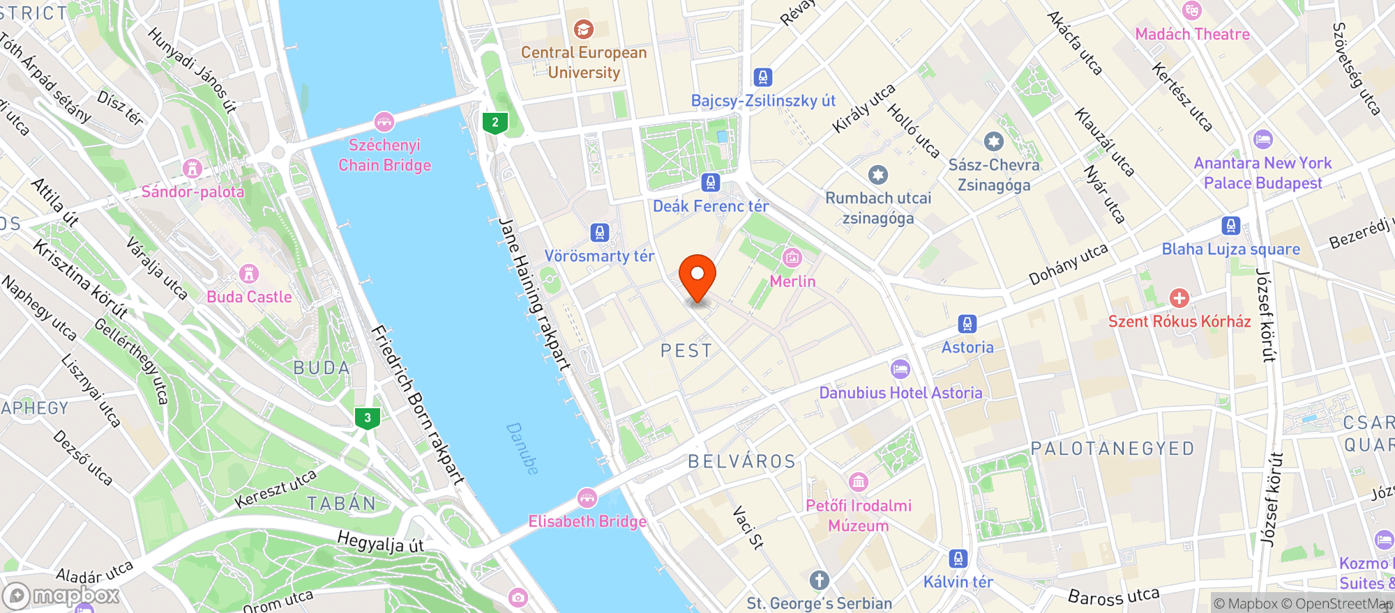 Map showing Starbucks Szervita square