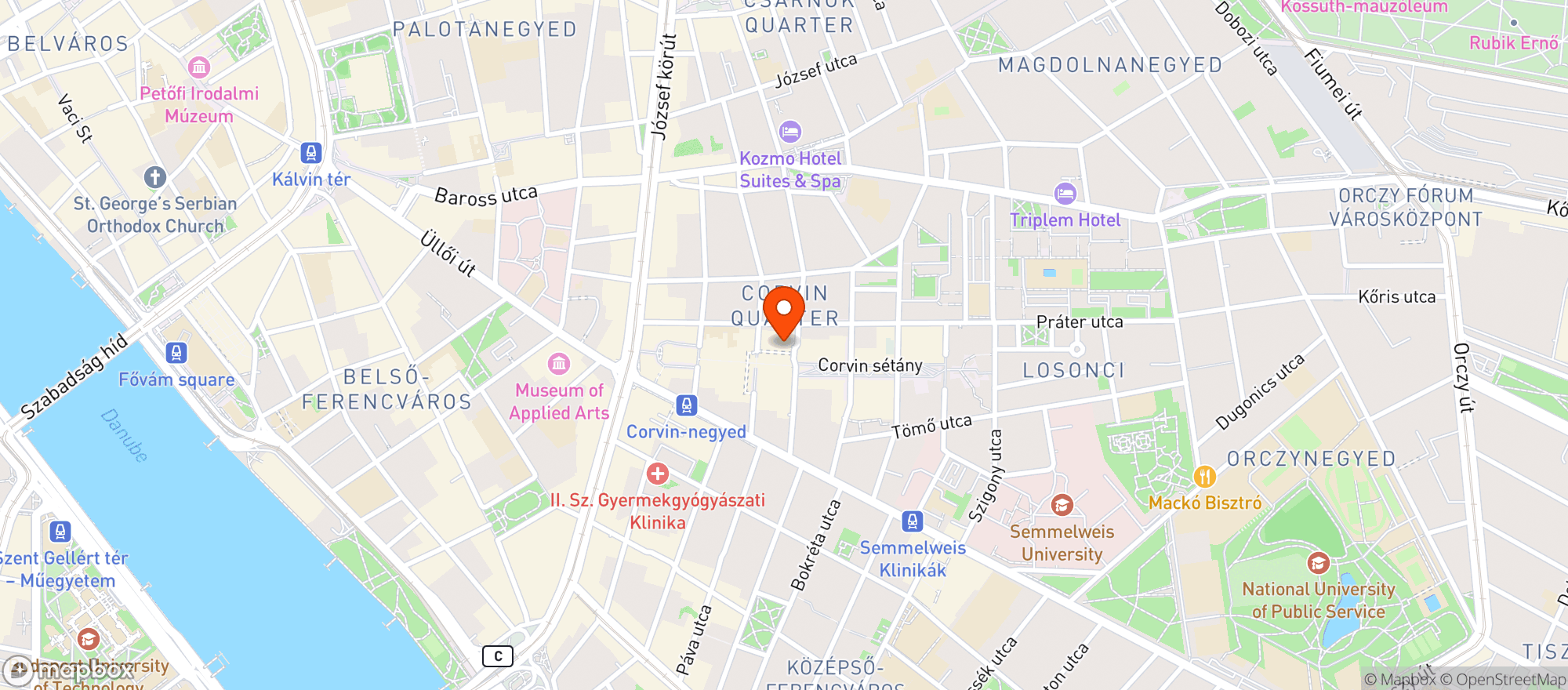 Map showing Starbucks Corvin