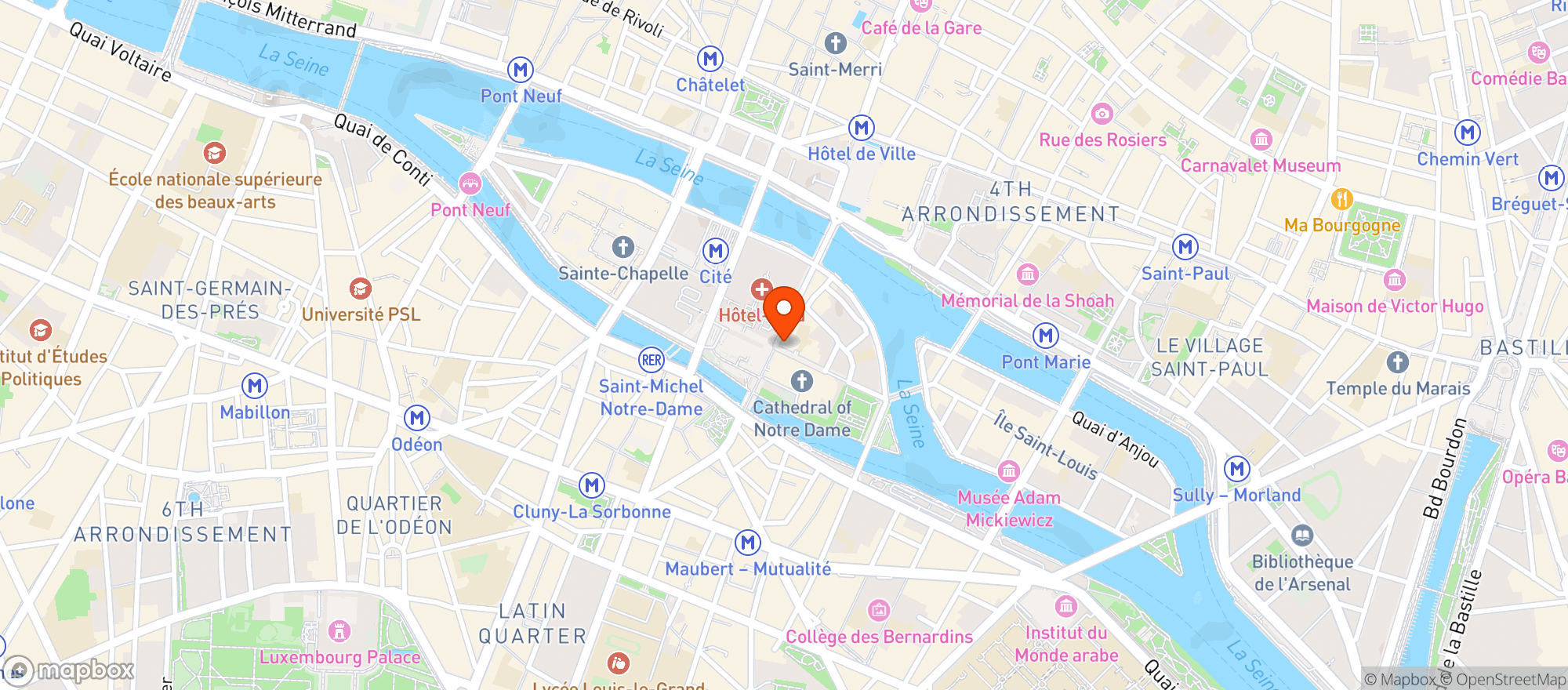 Map showing Restaurant Aux Tours De Notre-dame