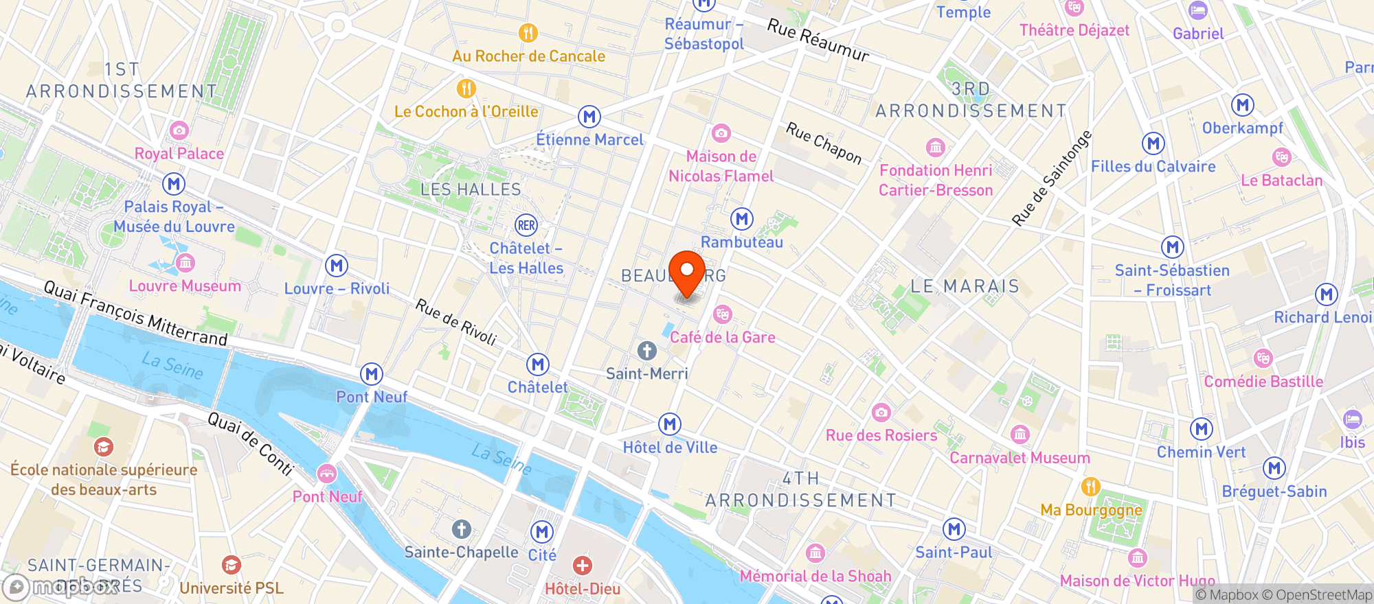 Map showing Café Du Centre Pompidou