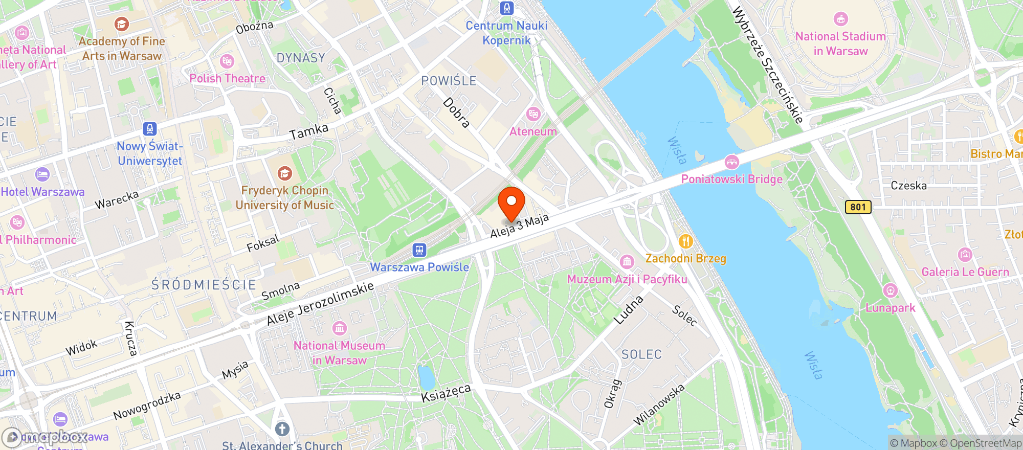 Map showing Warsaw Free Spirits