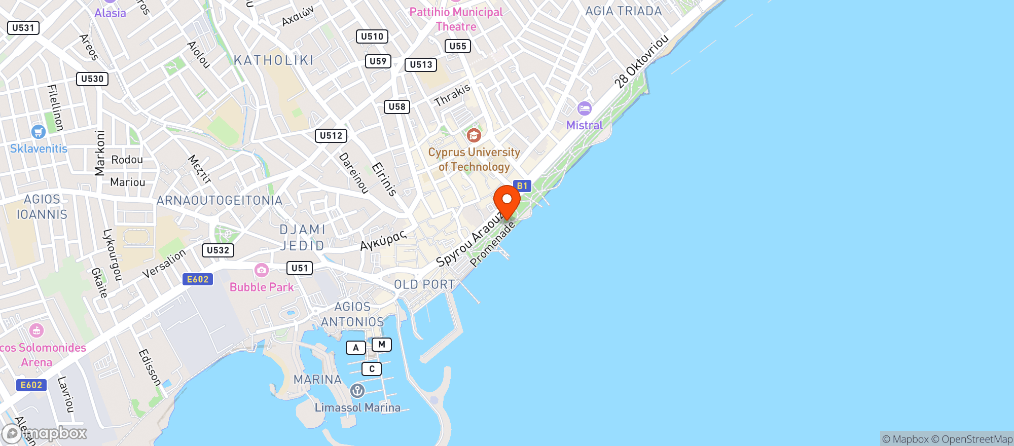 Map showing Promenade (Μώλος)