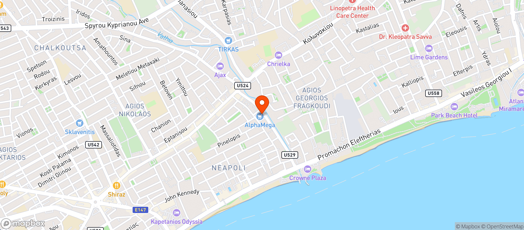 Map showing AlphaMega