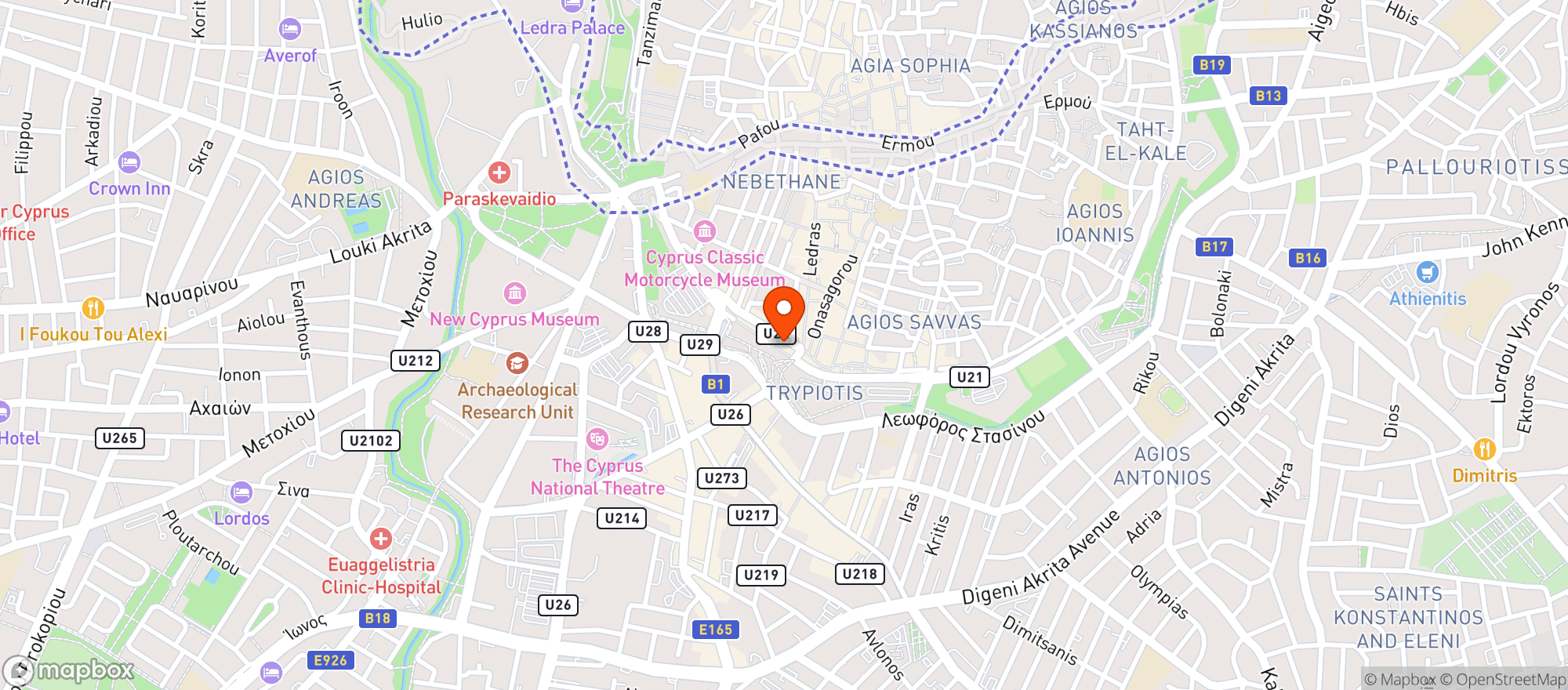 Map showing Piatsa Gourounaki Express (Πιάτσα Γουρουνάκι)