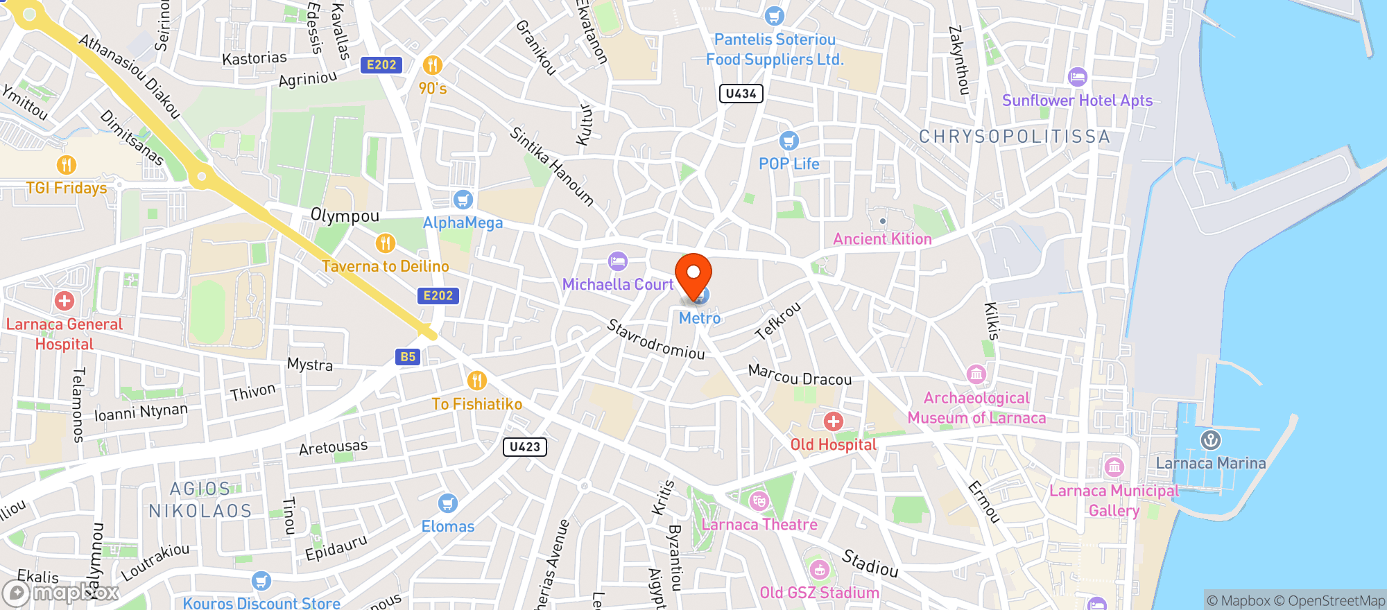 Map showing Metro Supermarket