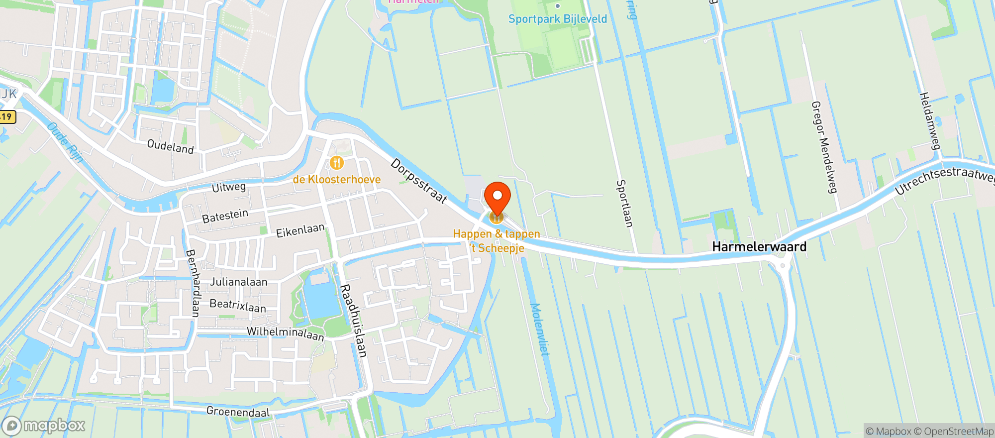Map showing Cafe 't Scheepje